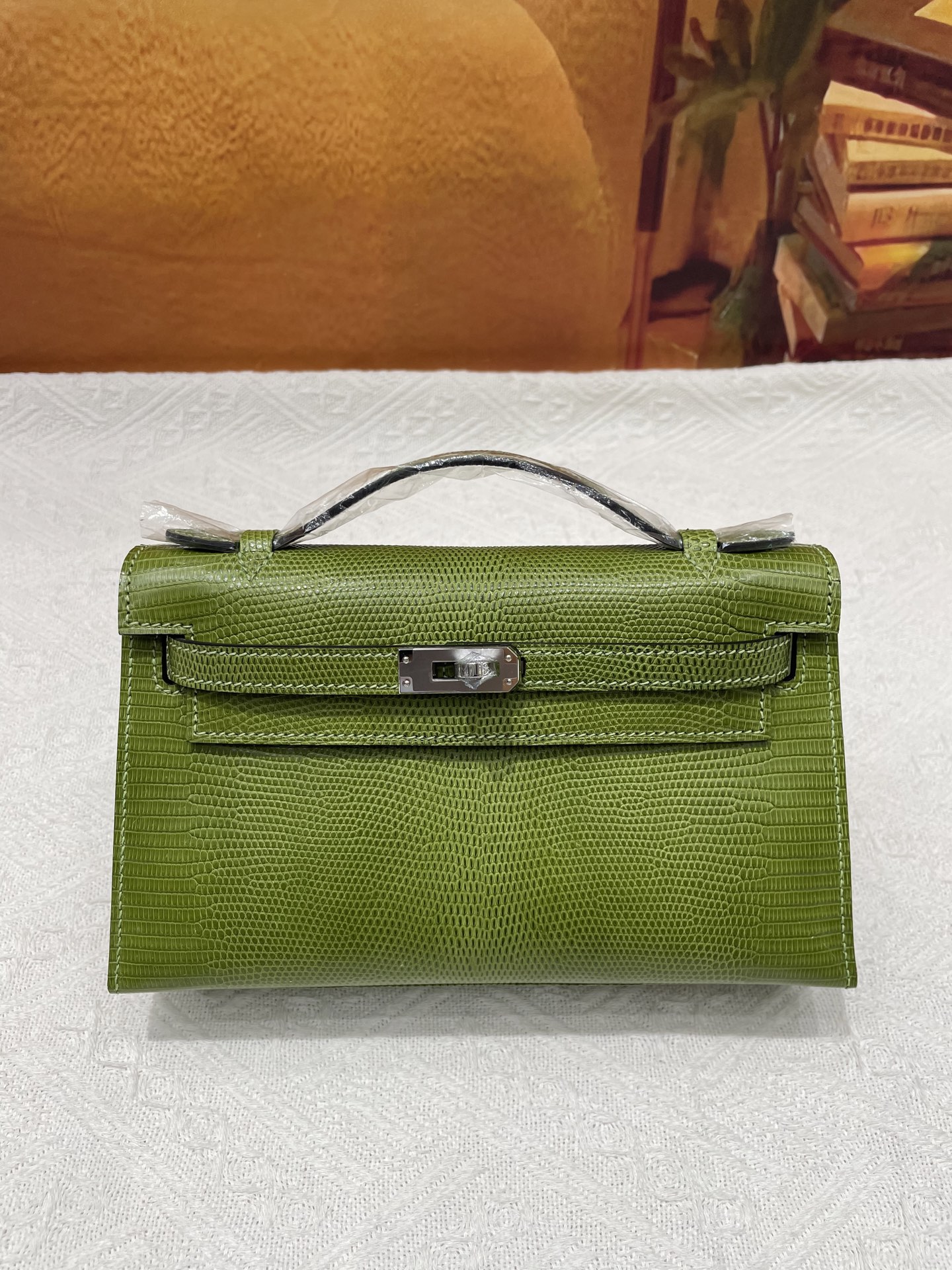NO:851717,Lizard skin first generation apple green silver buckle in stock, Hermes, hermes, Hermes,19860909蜥蜴皮一代苹果绿色银扣现货,爱马仕,hermes,Hermes,,Bag