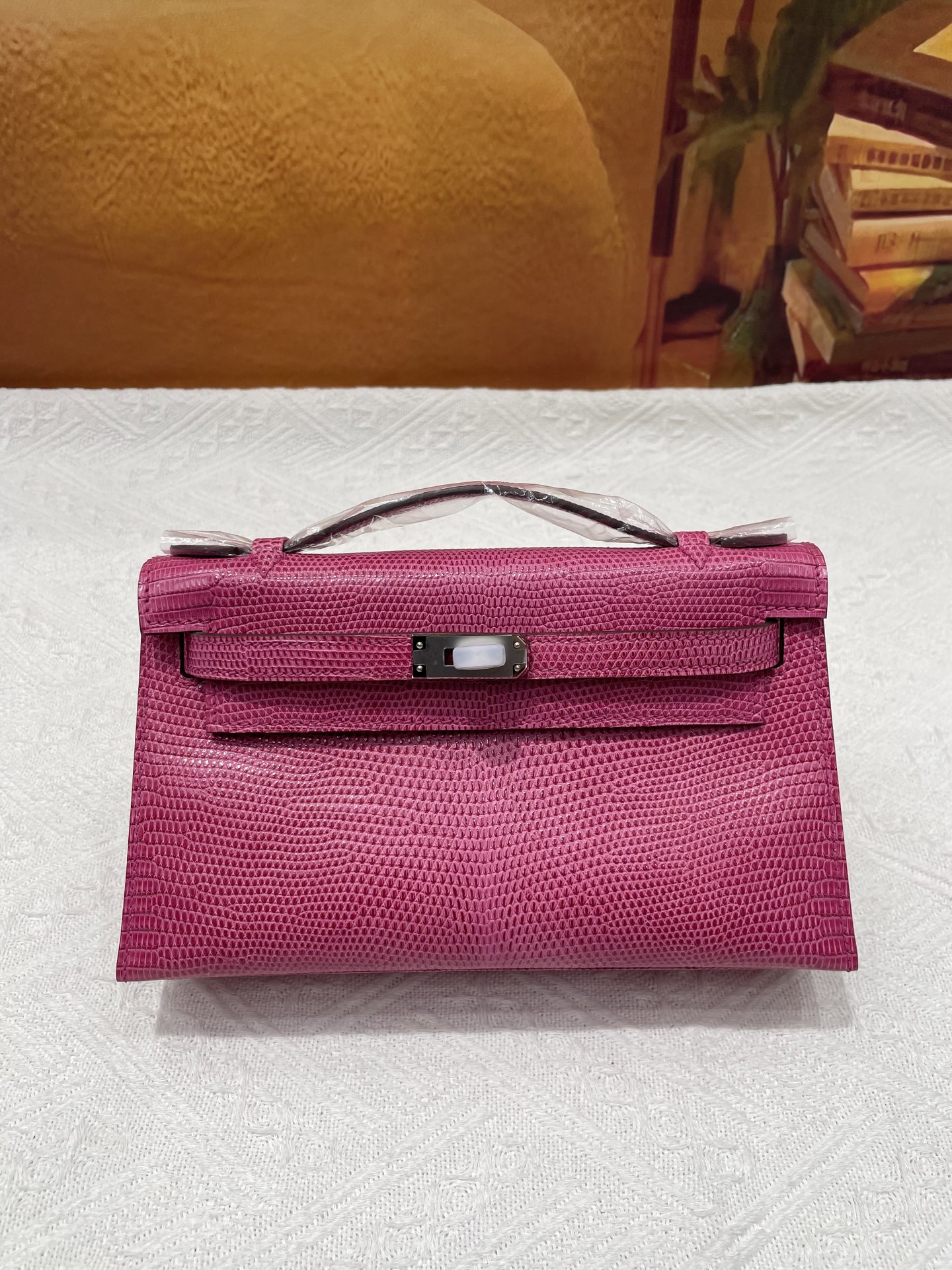NO:851663,Lizard skin first generation peach silver buckle in stock, Hermes, hermes, Hermes,19860909蜥蜴皮一代桃色银扣现货,爱马仕,hermes,Hermes,,Bag