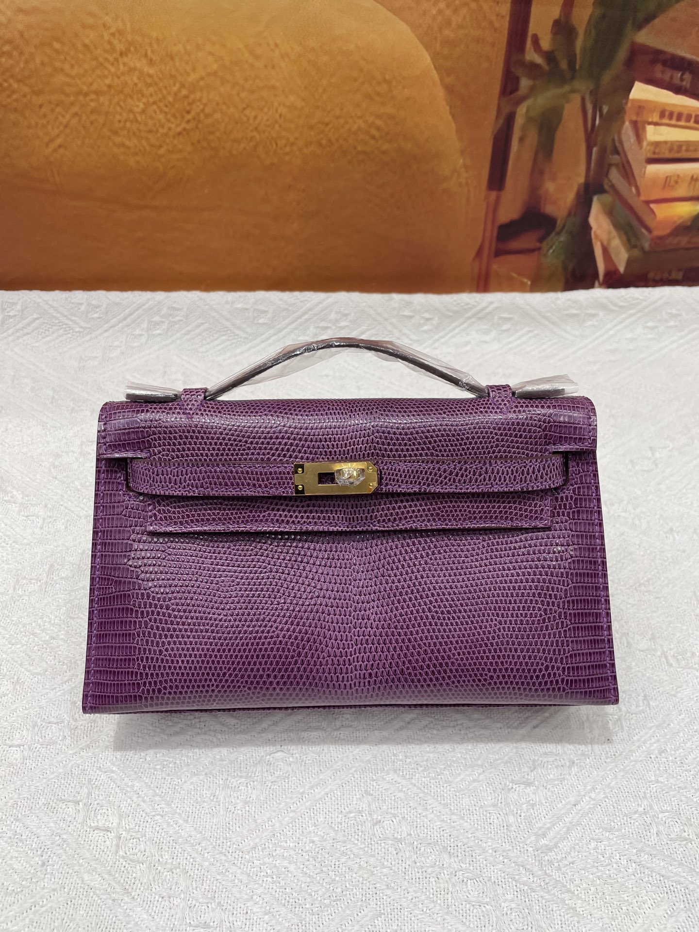 NO:851724,Lizard skin first generation purple gold buckle in stock, Hermes, hermes, Hermes,19860909蜥蜴皮一代紫色金扣现货,爱马仕,hermes,Hermes,,Bag