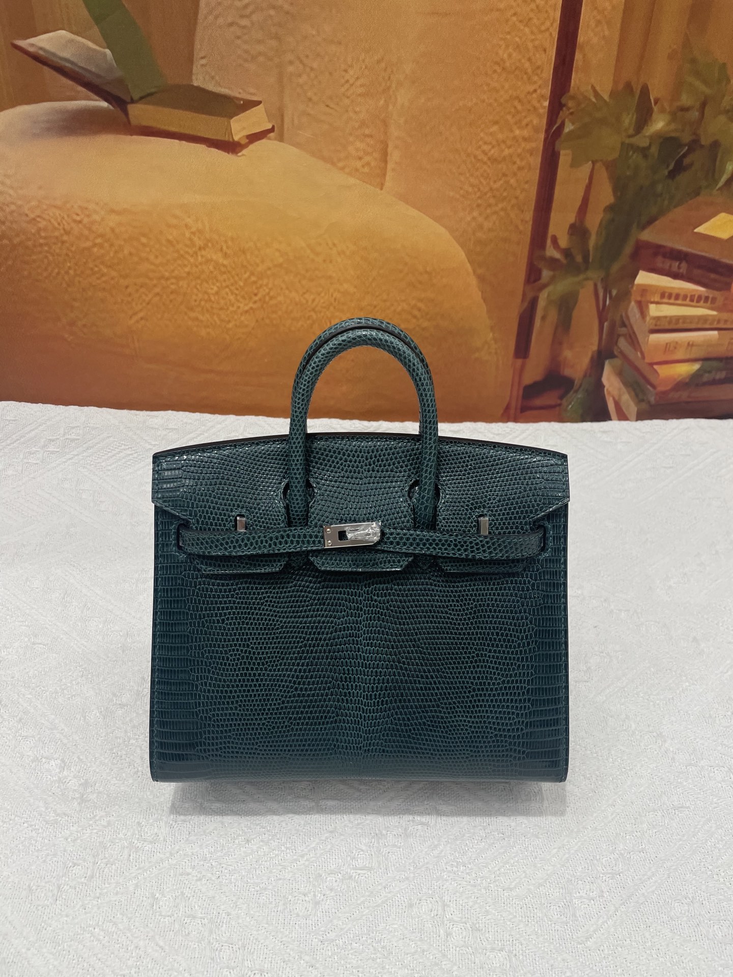 NO:699888,Lizard skin platinum 20 cypress green silver buckle in stock, Hermes, hermes, Hermes,19860909蜥蜴皮铂金20松柏绿色银扣现货,爱马仕,hermes,Hermes,,Bag