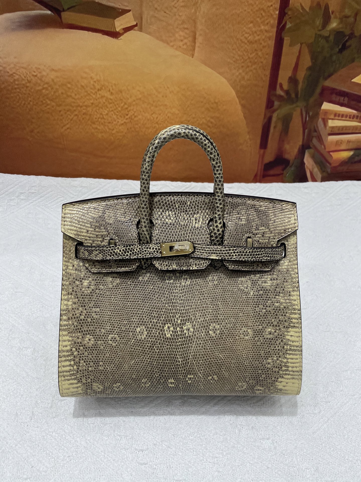 NO:699889,Lizard skin platinum 20 original flower desert yellow gold buckle in stock, Hermes, hermes, Hermes,19860909蜥蜴皮铂金20原花沙漠黄色金扣现货,爱马仕,hermes,Hermes,,Bag