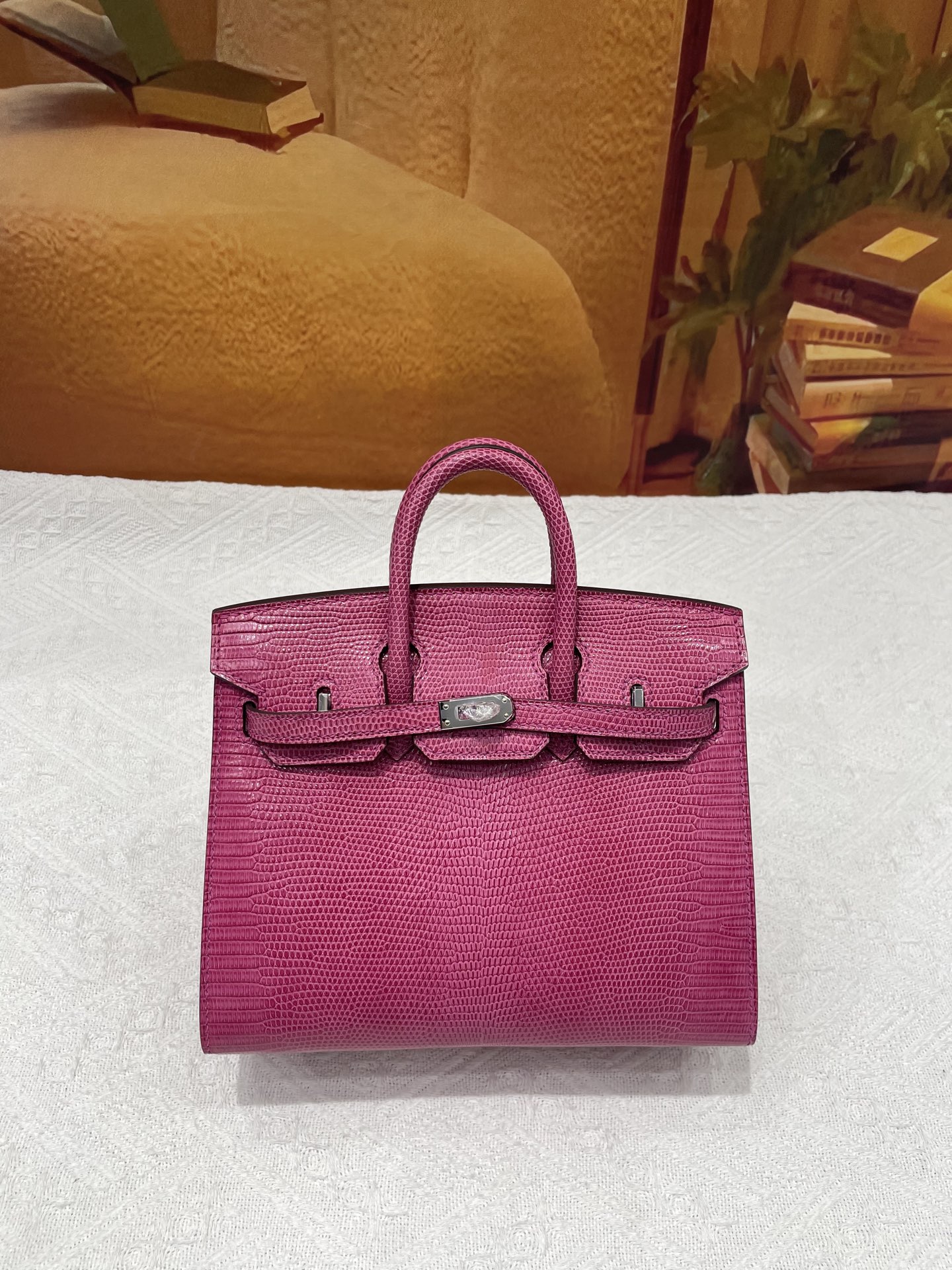 NO:699887,Lizard skin platinum 20 rose red silver buckle in stock, Hermes, hermes, Hermes,19860909蜥蜴皮铂金20玫红色银扣现货,爱马仕,hermes,Hermes,,Bag