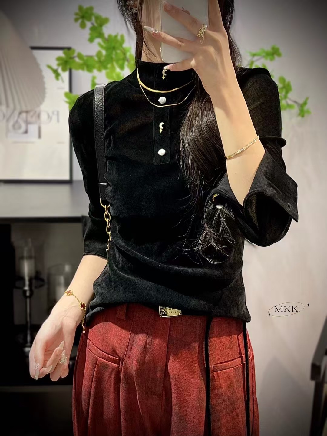 High Quality Female Clothes by Marni: Tweezer Velvet Shirt, Cash S-2XL - 图片 1