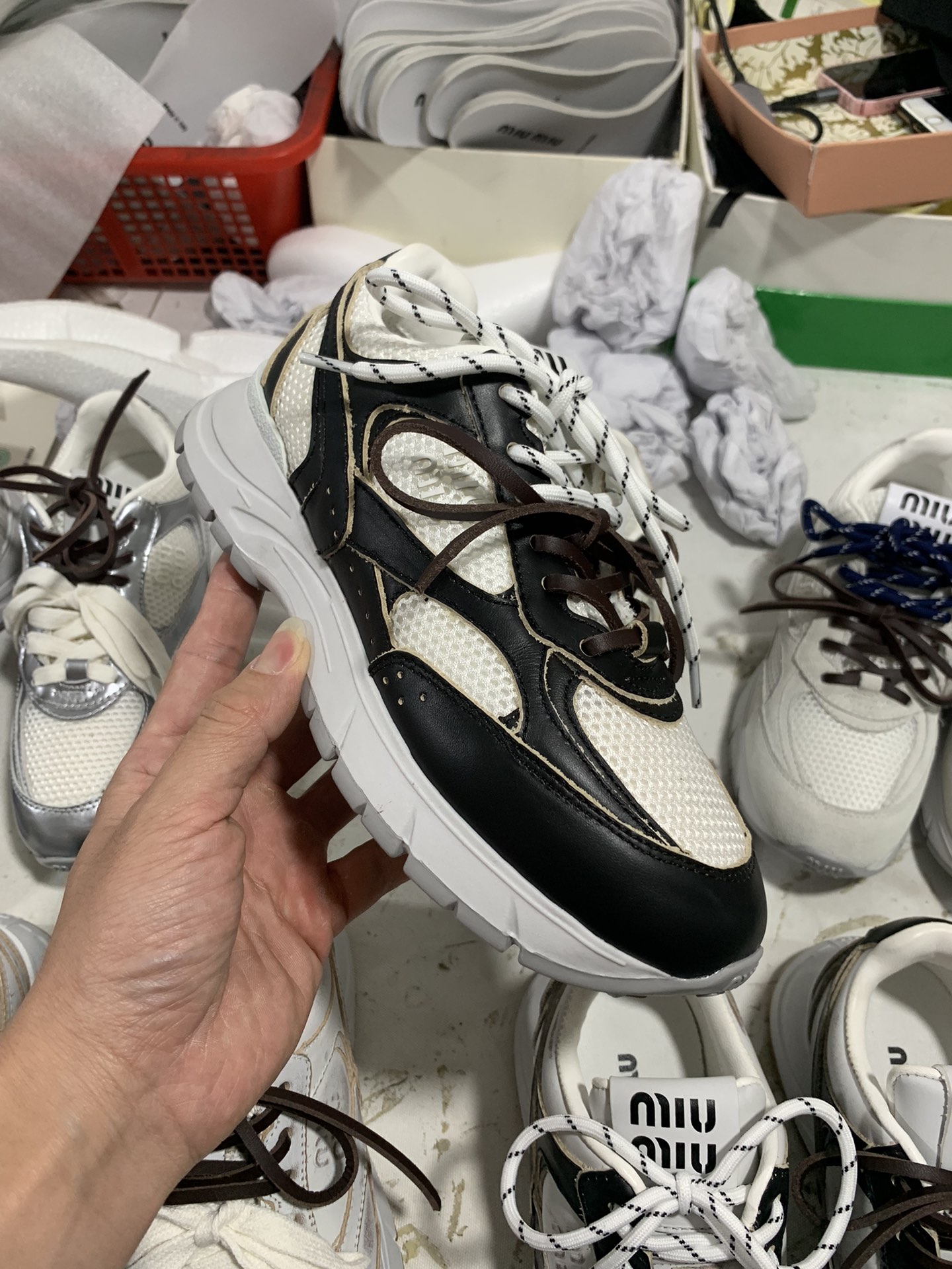 NO:693094,Black leather and white net details real shot appreciation, casual shoes/sports shoes, sneakers19860909黑皮拼白网 细节实拍鉴赏,休闲鞋/运动鞋,sneakers,Women's Shoes