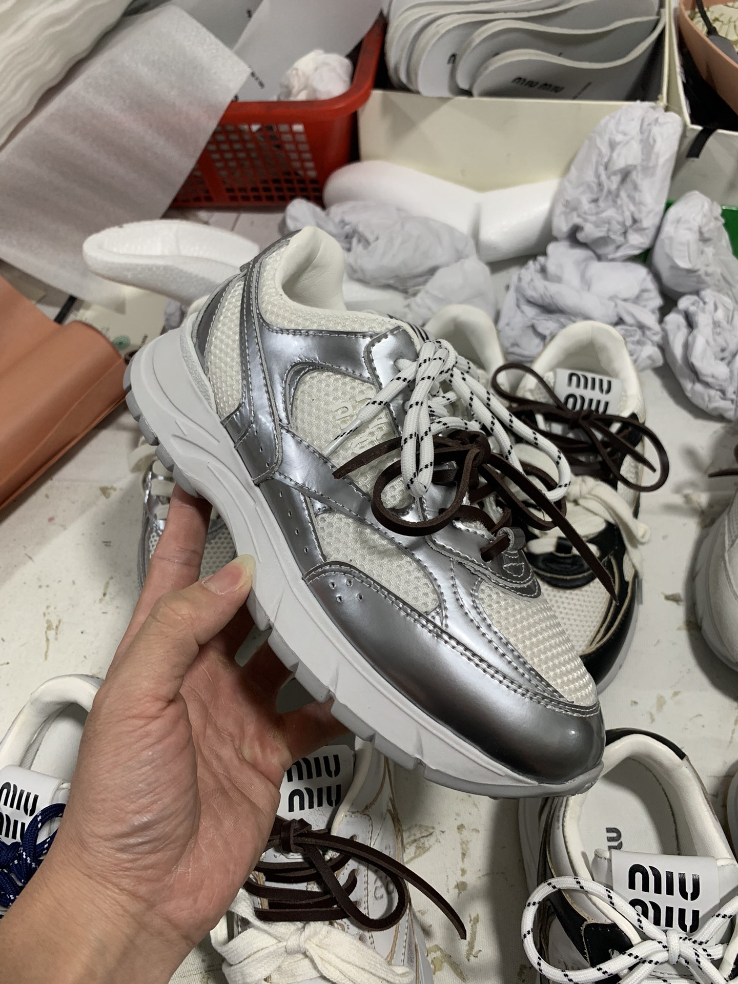 NO:693095,Silver patchwork white mesh details real shot appreciation, casual shoes/sports shoes, sneakers19860909银色拼白网 细节实拍鉴赏,休闲鞋/运动鞋,sneakers,Women's Shoes