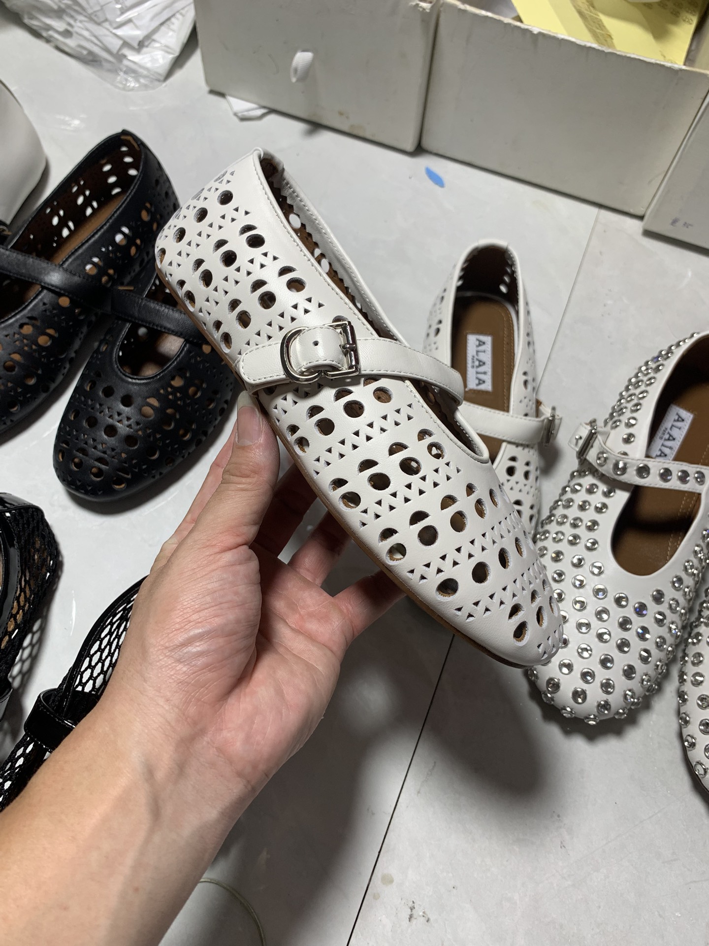 NO:693202,White punching details real shot appreciation, ballet shoes19860909白色冲孔 细节实拍鉴赏,芭蕾舞鞋,Women's Shoes