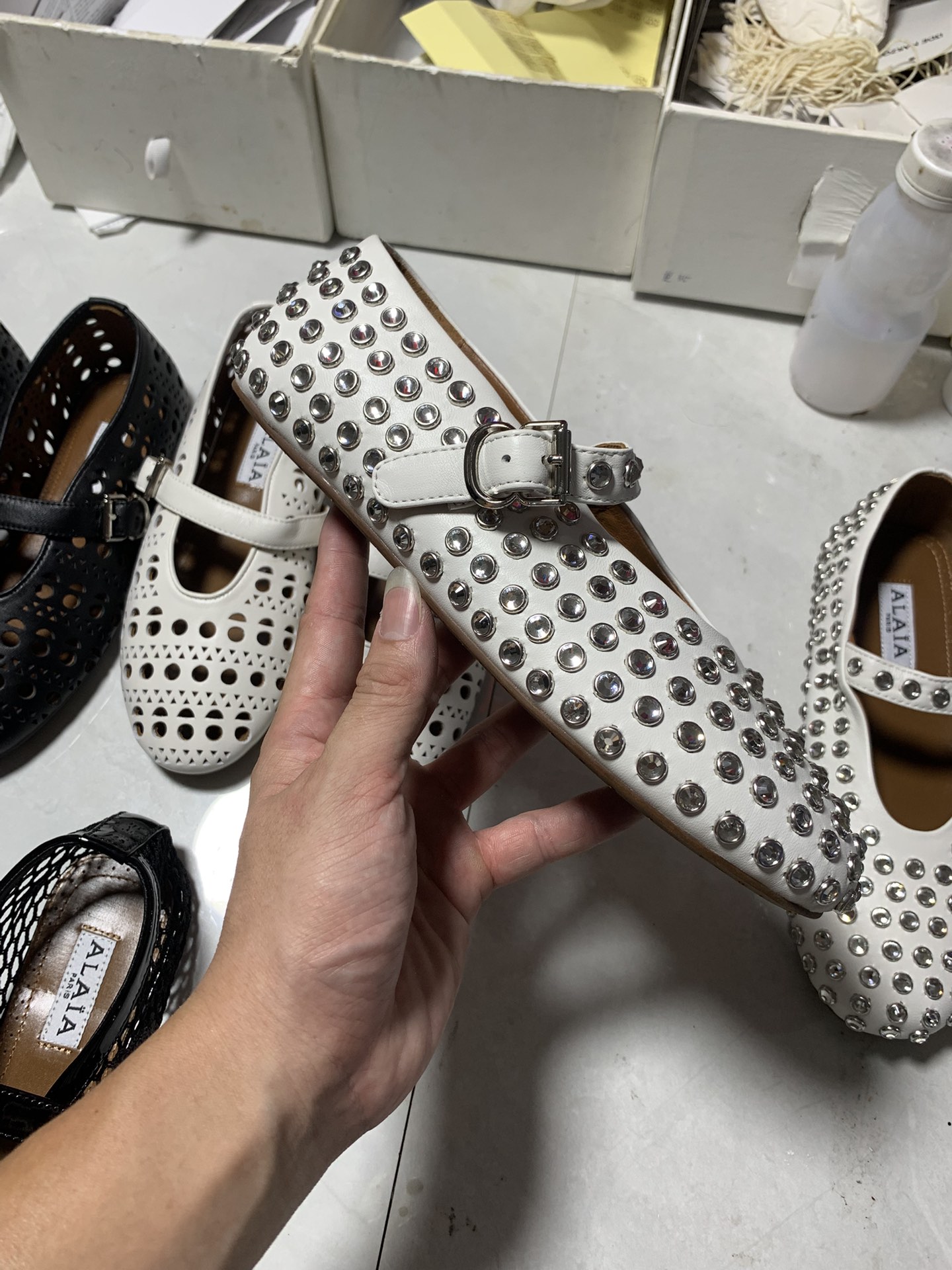 NO:693194,White full of diamonds, real shot appreciation of details, ballet shoes19860909白色满钻 细节实拍鉴赏,芭蕾舞鞋,Women's Shoes