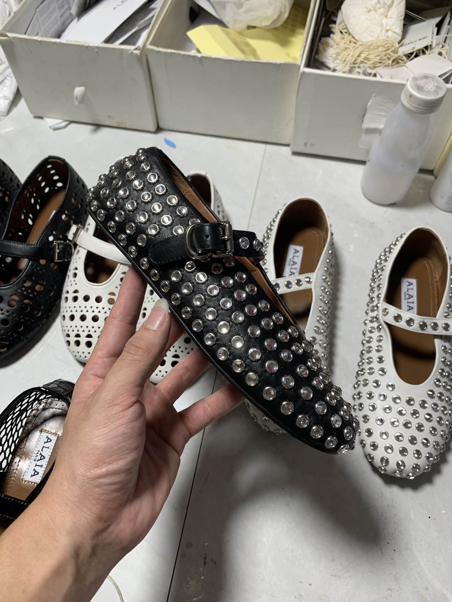NO:693196,Black full of diamonds, detailed real shot appreciation, ballet shoes19860909黑色满钻 细节实拍鉴赏,芭蕾舞鞋,Women's Shoes