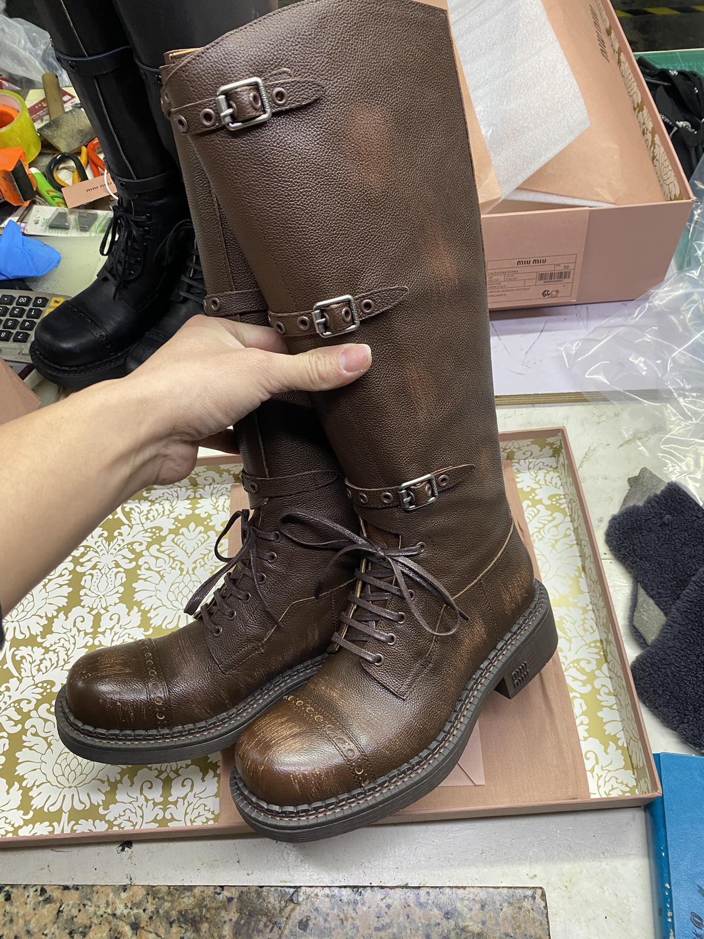 NO:692015,Original development brown battle damaged version, boots, boots19860909原版开发棕色 战损版,靴子,boots,Women's Shoes