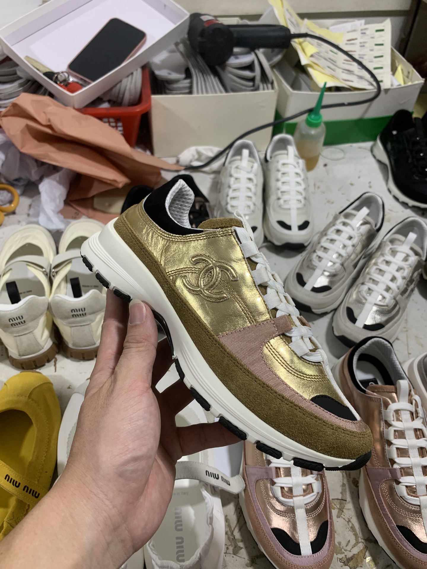 NO:693129,Green gold champagne, detailed real shot appreciation, casual shoes/sneakers, sneakers19860909绿金香槟 细节实拍鉴赏,休闲鞋/运动鞋,sneakers,Women's Shoes