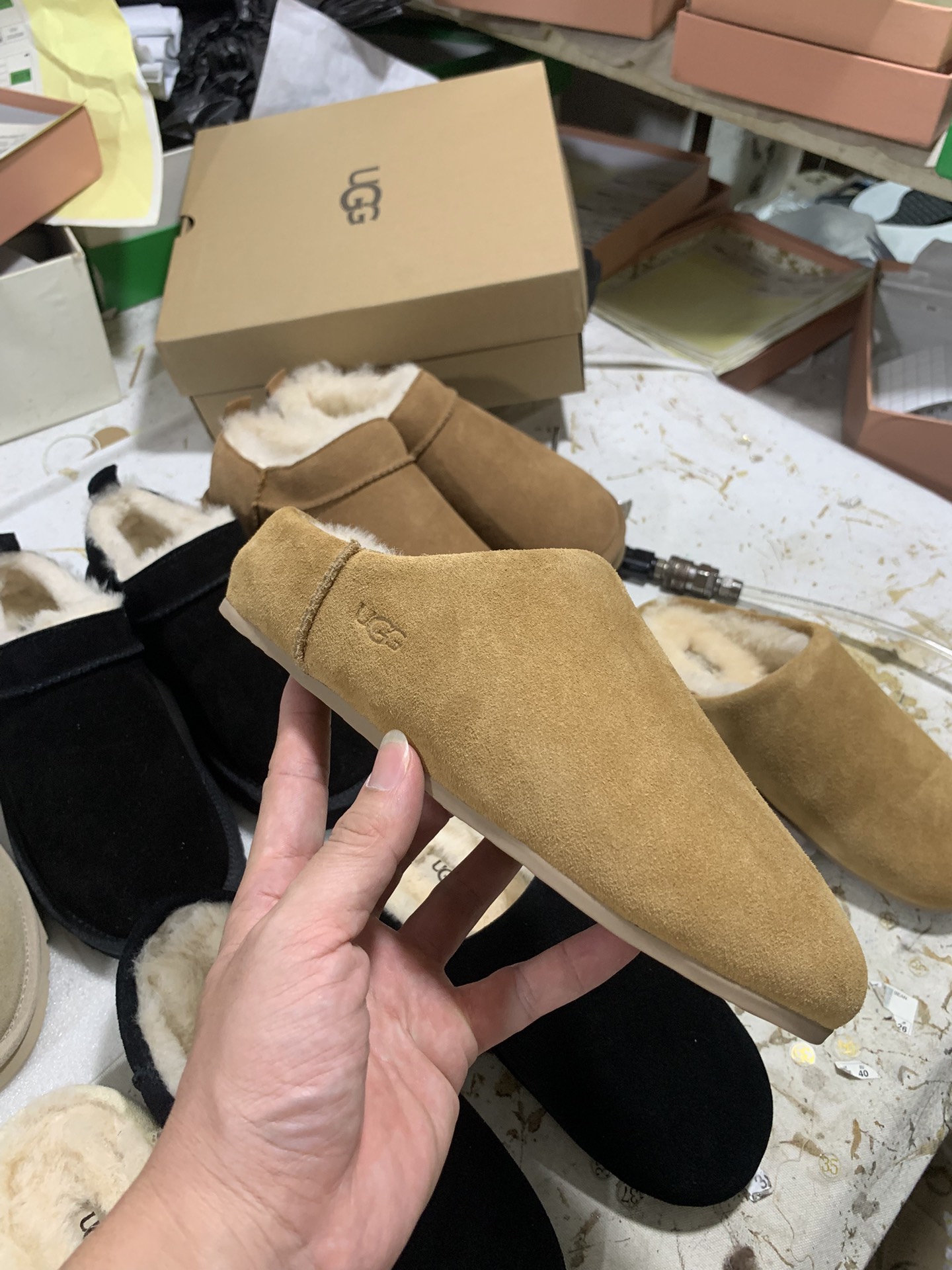 NO:693310,Antelope brown, detailed real-life appreciation, half-flop fur shoes19860909羚羊棕 细节实拍鉴赏,半拖毛毛鞋,Women's Shoes