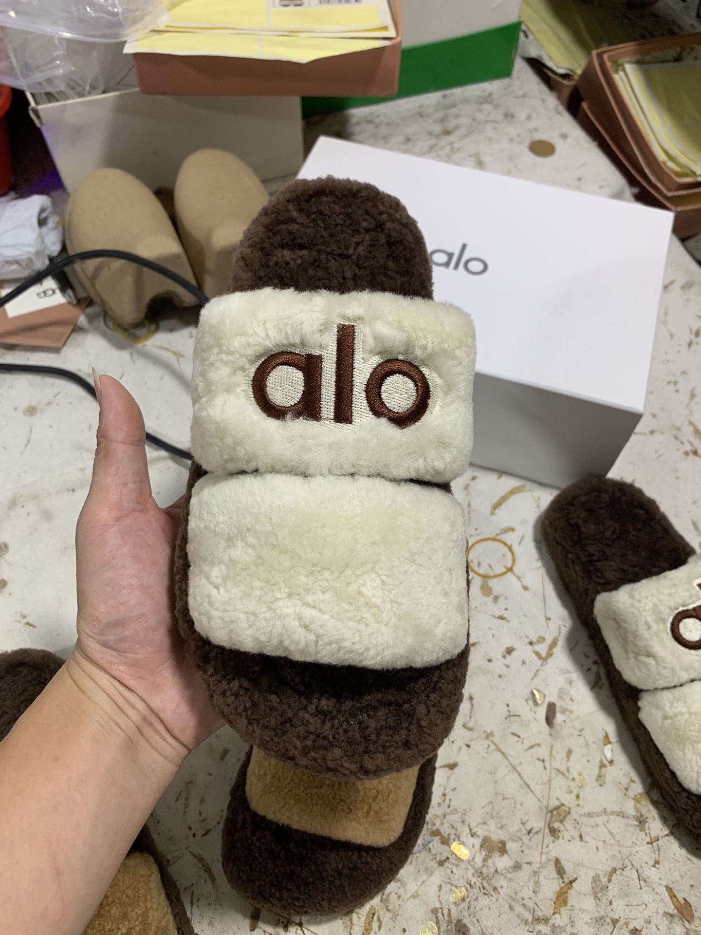 NO:693281,White brown, detailed real shot appreciation, furry shoes and slippers, slippers19860909白棕 细节实拍鉴赏,毛毛鞋拖鞋,slippers,Women's Shoes