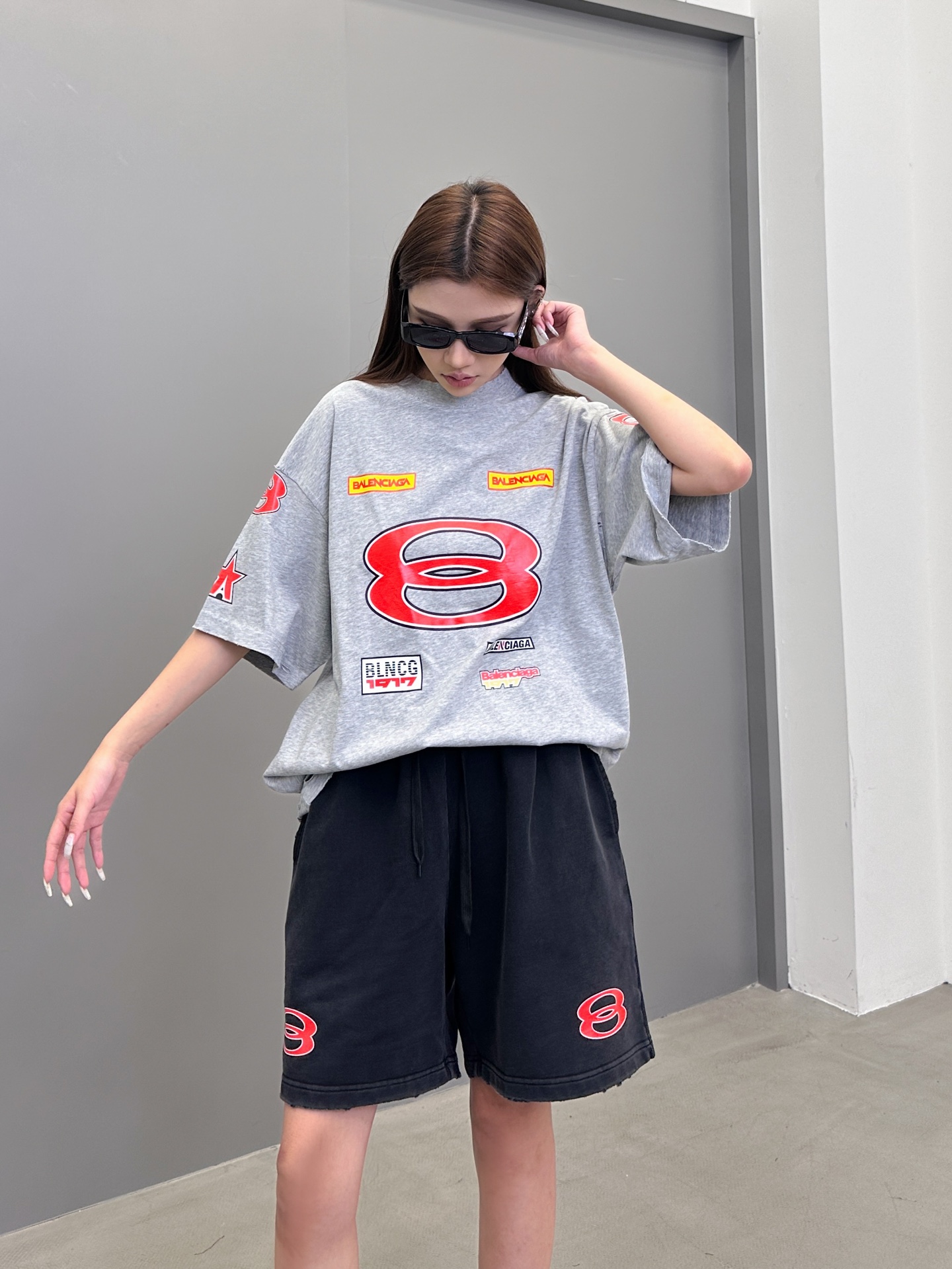 NO:333177,Paris ｜ New shorts, ready-to-wear wash and stir-fry color hanging grinding and four-sided printing technology, same style for men and women, cotton, size sml, shorts, alexander wang19860909巴黎 ｜ 新款短裤,成衣洗水炒色吊磨加四面印花工艺,男女同款,棉,尺码sml,,shorts,alexander wang,Women's clothing