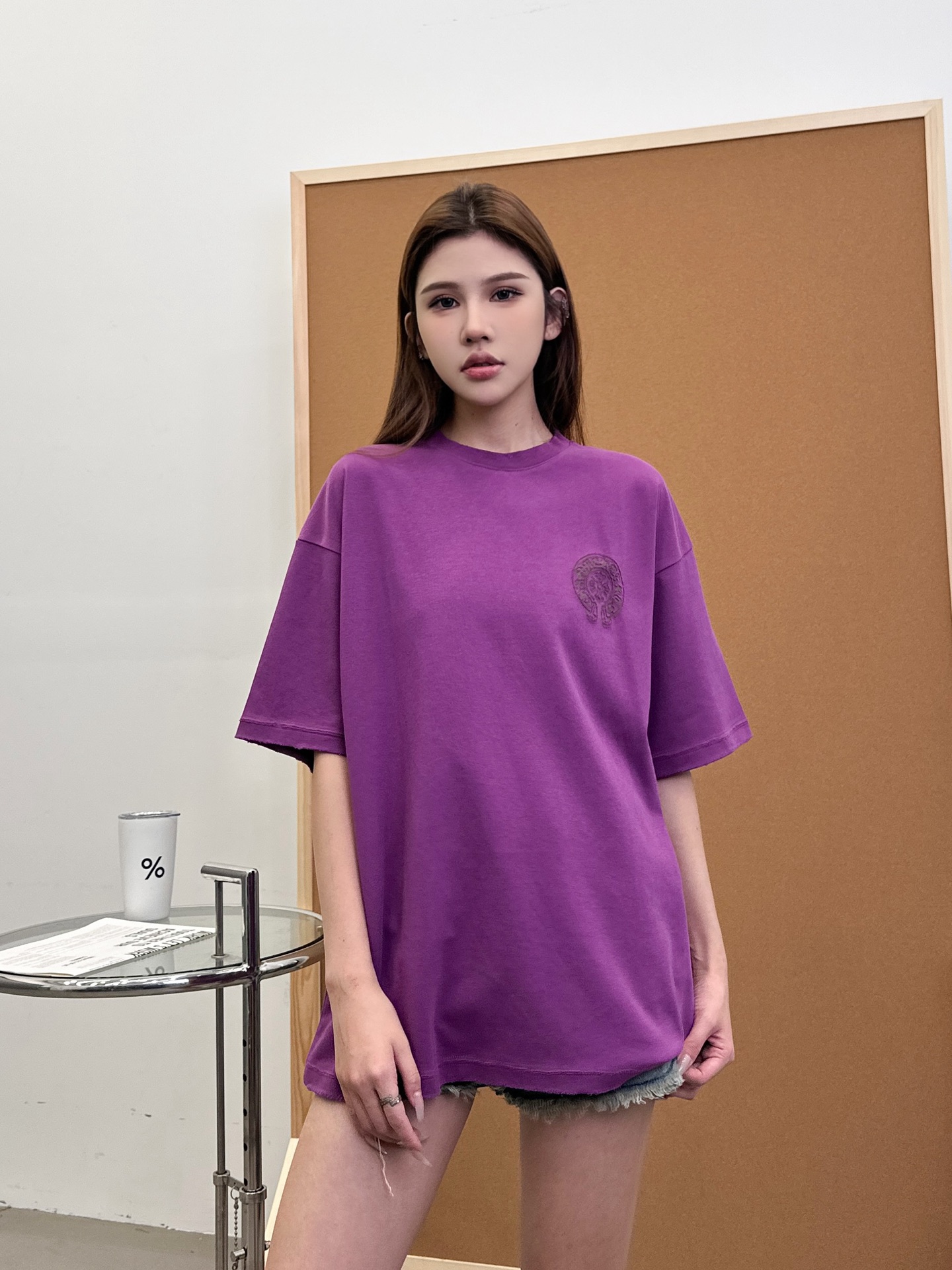 NO:422762,Croxin | New short-sleeved T, laundry washing water hanging grinding and flowering technology, special blended two-color fabric, same style for men and women, size sml, chrome hearts, T-shirt, alexander wang19860909克罗心 ｜ 新款短袖t,成衣洗水吊磨烧花工艺,特殊混纺双色面料,男女同款,尺码sml,,chrome hearts,T-shirt,alexander wang,Women's clothing