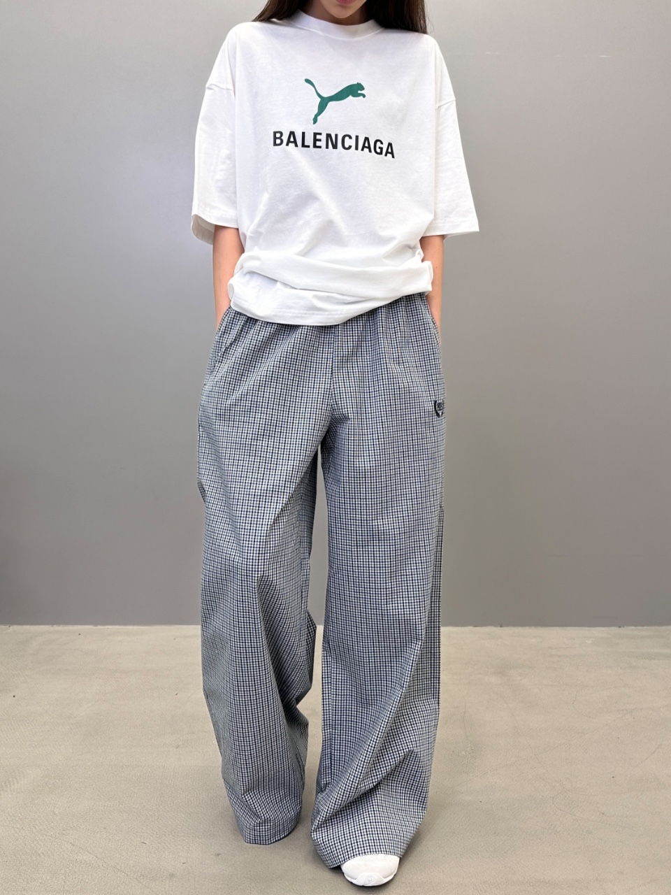 NO:446361,Paris ｜ New casual pants, classic embroidery logo, cotton-linen blended plaid fabric, casual fashion, same style for men and women, size sml, alexander wang19860909巴黎 ｜ 新款休闲裤,经典刺绣标,棉麻混纺格子面料,休闲时尚,男女同款,尺码sml,,alexander wang,Women's clothing