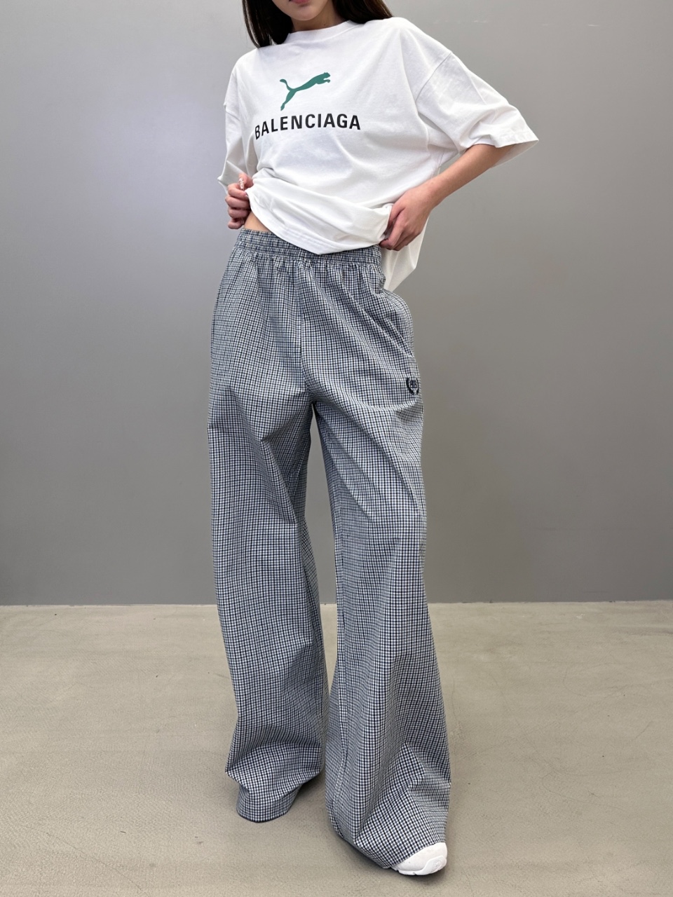 巴黎 ｜ 新款休闲裤，经典刺绣标，棉麻混纺格子面料，休闲时尚，男女同款，尺码sml