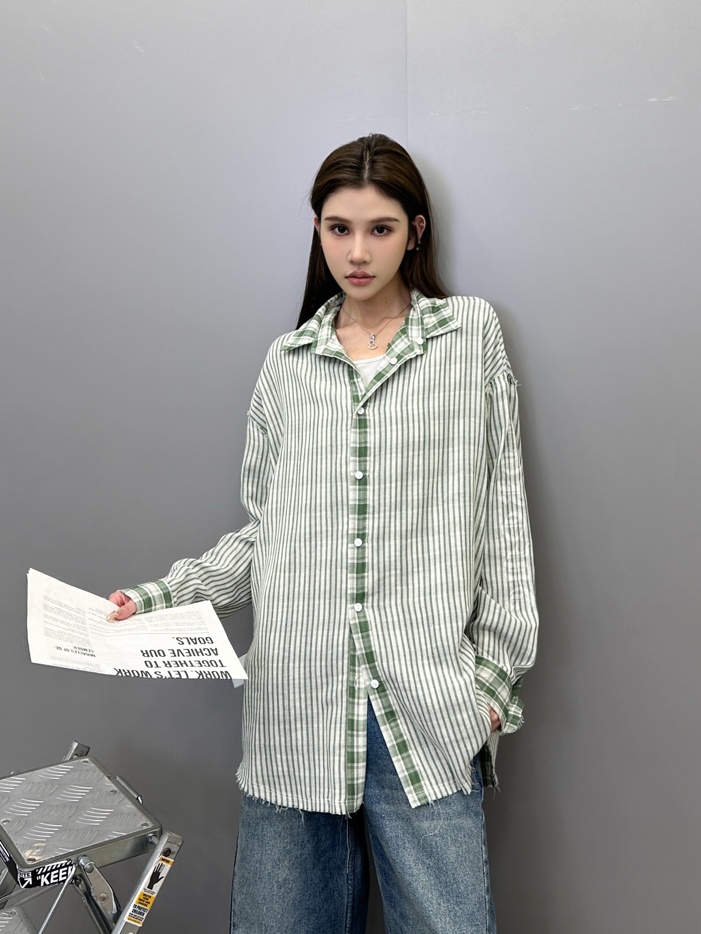 克罗心 ｜ 新款衬衣，成衣洗水毛边加多处印花工艺，日本进口双面全棉面料，两面穿男女同款，尺码sml