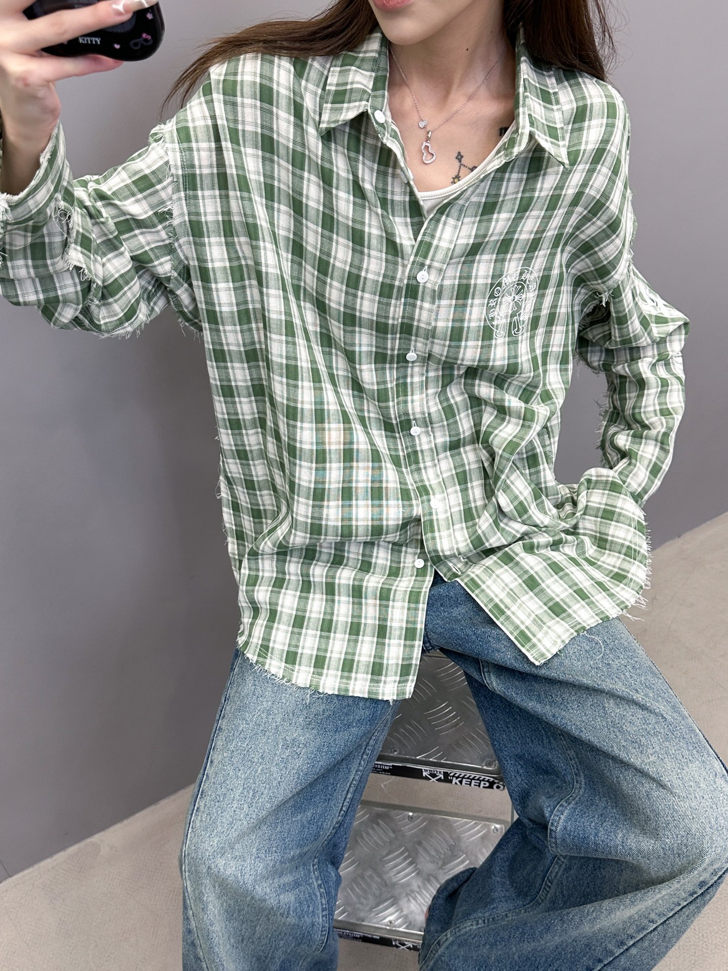 克罗心 ｜ 新款衬衣，成衣洗水毛边加多处印花工艺，日本进口双面全棉面料，两面穿男女同款，尺码sml