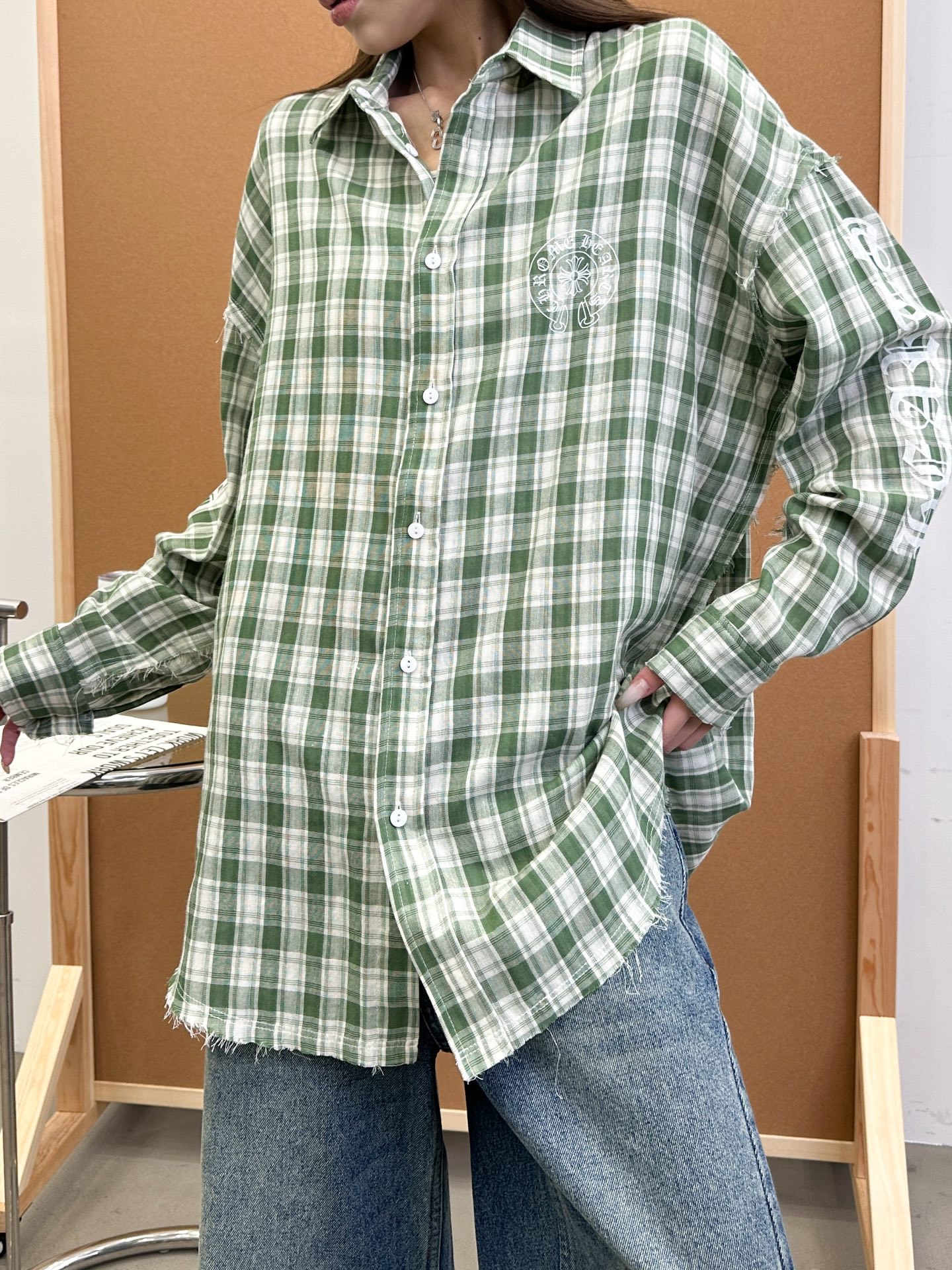 克罗心 ｜ 新款衬衣，成衣洗水毛边加多处印花工艺，日本进口双面全棉面料，两面穿男女同款，尺码sml