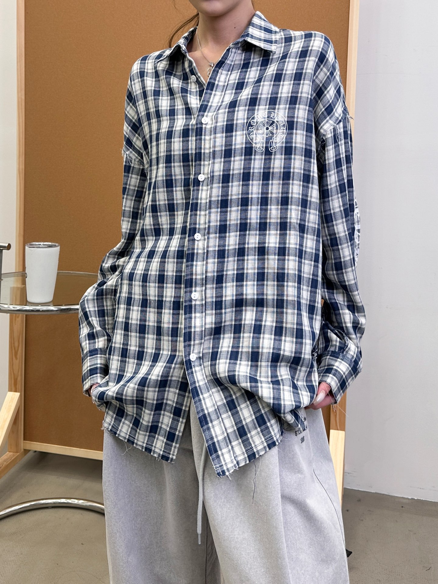 克罗心 ｜ 新款衬衣，成衣洗水毛边加多处印花工艺，日本进口双面全棉面料，两面穿男女同款，尺码sml