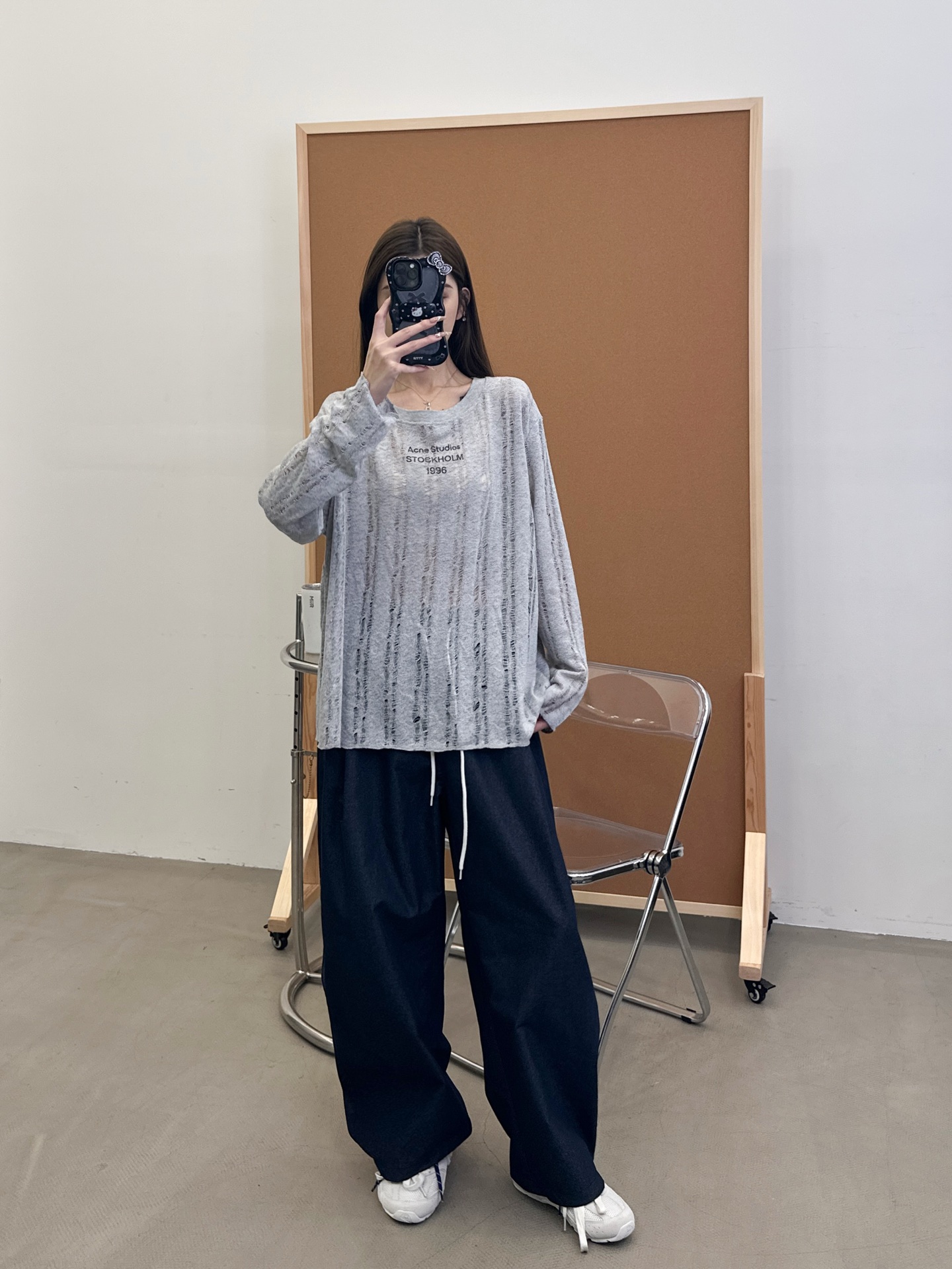 NO:451818,Acne｜ New long-sleeved base, classic letter printing on the front and back, special woven mesh fabric, casual and fashionable, size sml, acne studios, alexander wang19860909Acne ｜ 新款长袖打底,前后经典字母印花,特殊编织网孔面料,休闲时尚,尺码sml,,acne studios,alexander wang,Women's clothing