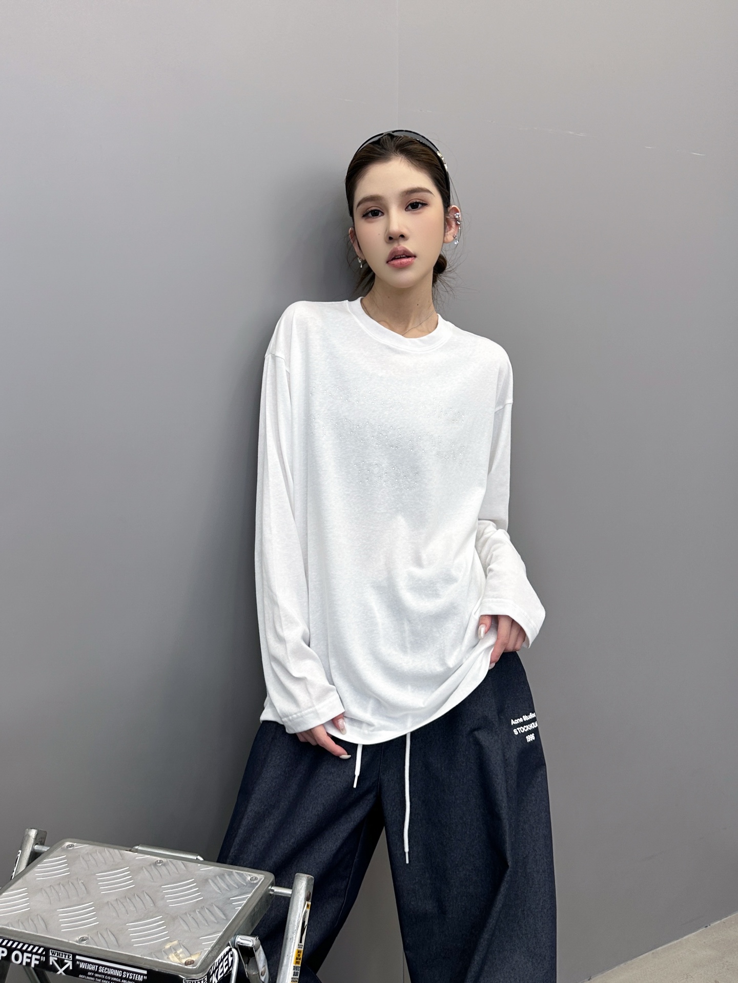 Acne ｜ 新款长袖t，成衣洗水加前后烫钻工艺，休闲时尚，尺码sml