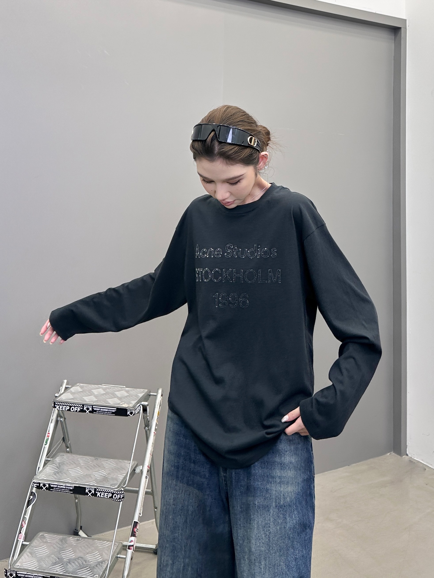 Acne ｜ 新款长袖t，成衣洗水加前后烫钻工艺，休闲时尚，尺码sml