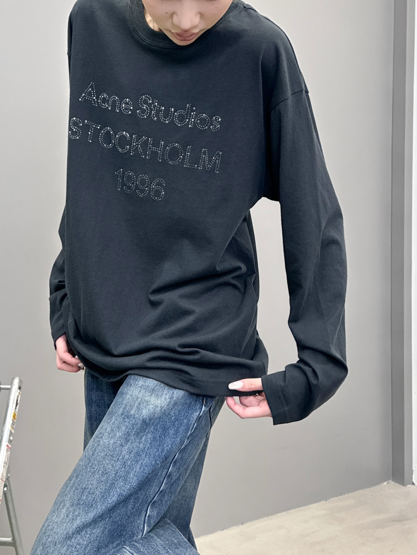 Acne ｜ 新款长袖t，成衣洗水加前后烫钻工艺，休闲时尚，尺码sml