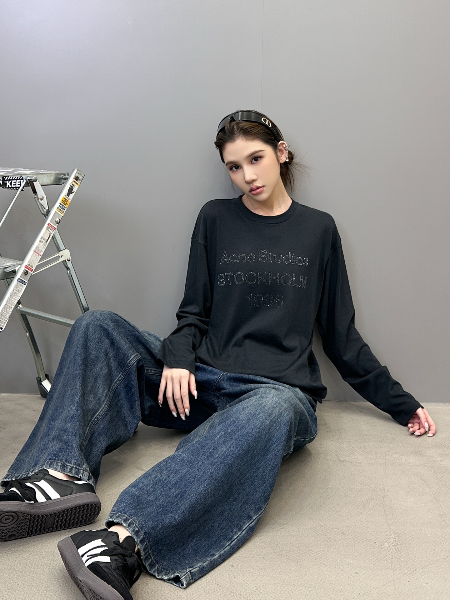 Acne ｜ 新款长袖t，成衣洗水加前后烫钻工艺，休闲时尚，尺码sml