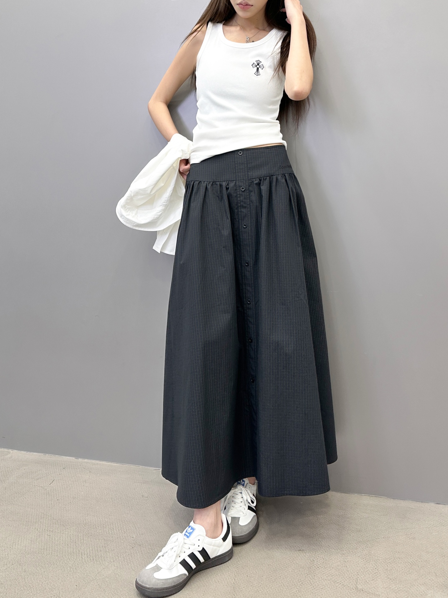  Acne ｜ 新款休闲半裙，经典刺绣标加进口全棉格子面料，休闲时尚，尺码sml