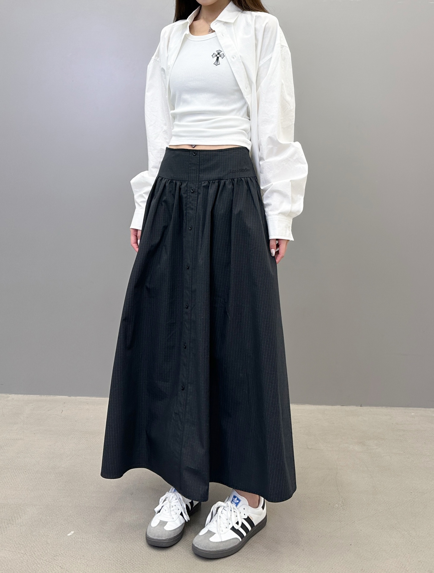  Acne ｜ 新款休闲半裙，经典刺绣标加进口全棉格子面料，休闲时尚，尺码sml