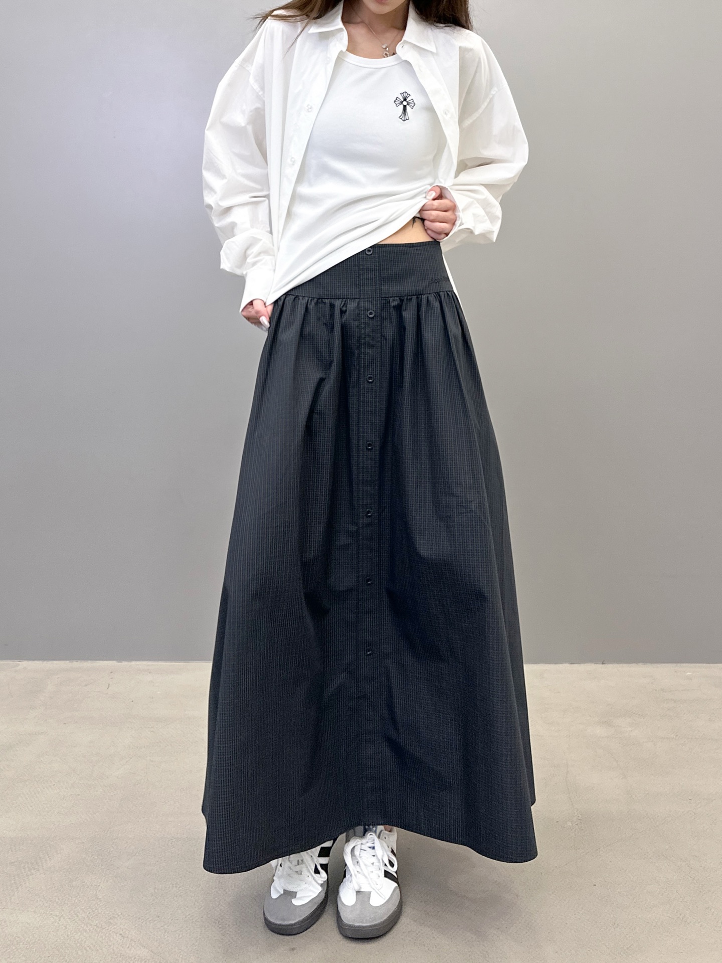  Acne ｜ 新款休闲半裙，经典刺绣标加进口全棉格子面料，休闲时尚，尺码sml