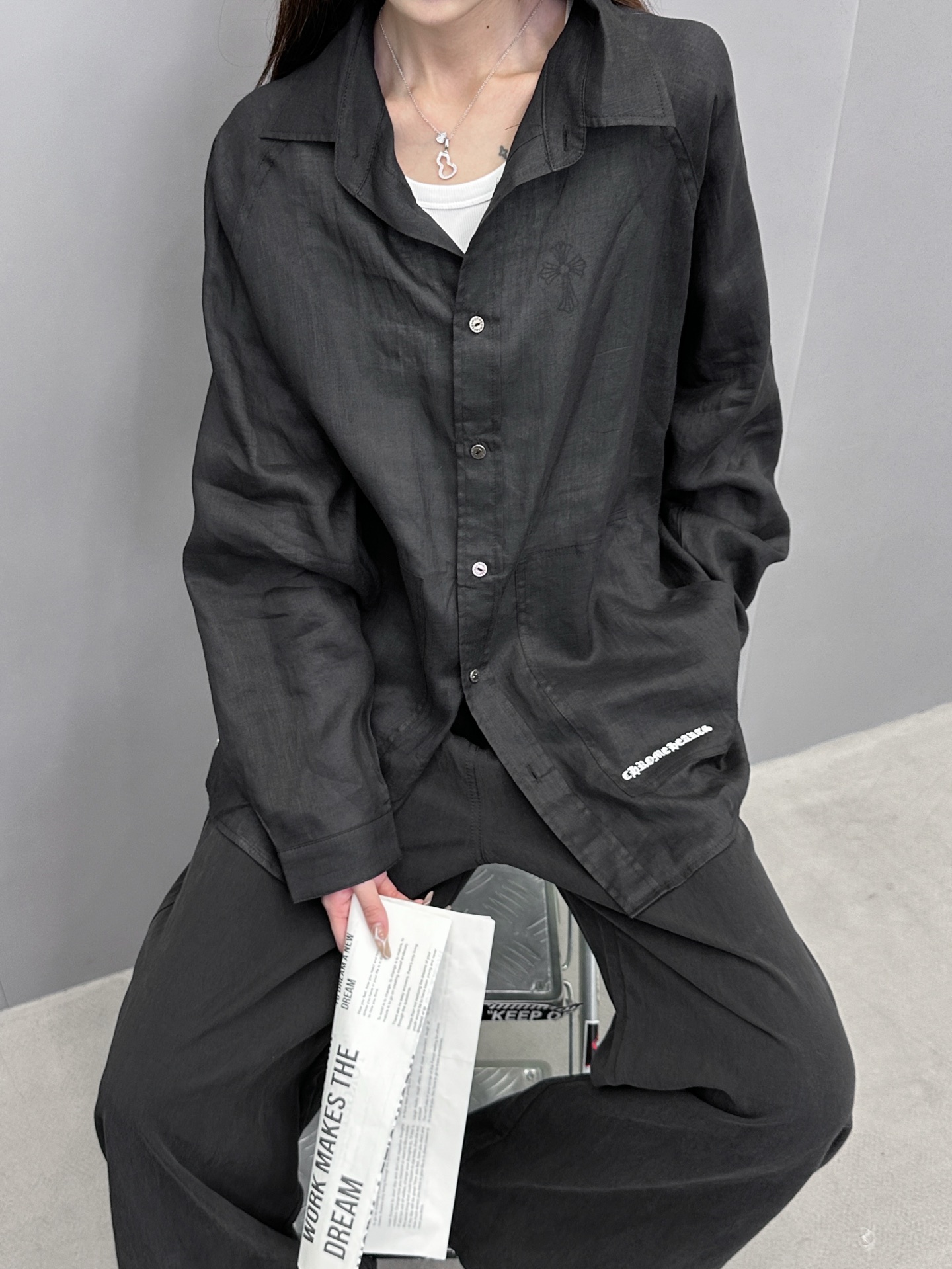  克罗心 ｜ 新款衬衣，日本进口全麻面料，经典五金扣刺绣标，男女同款，尺码sml