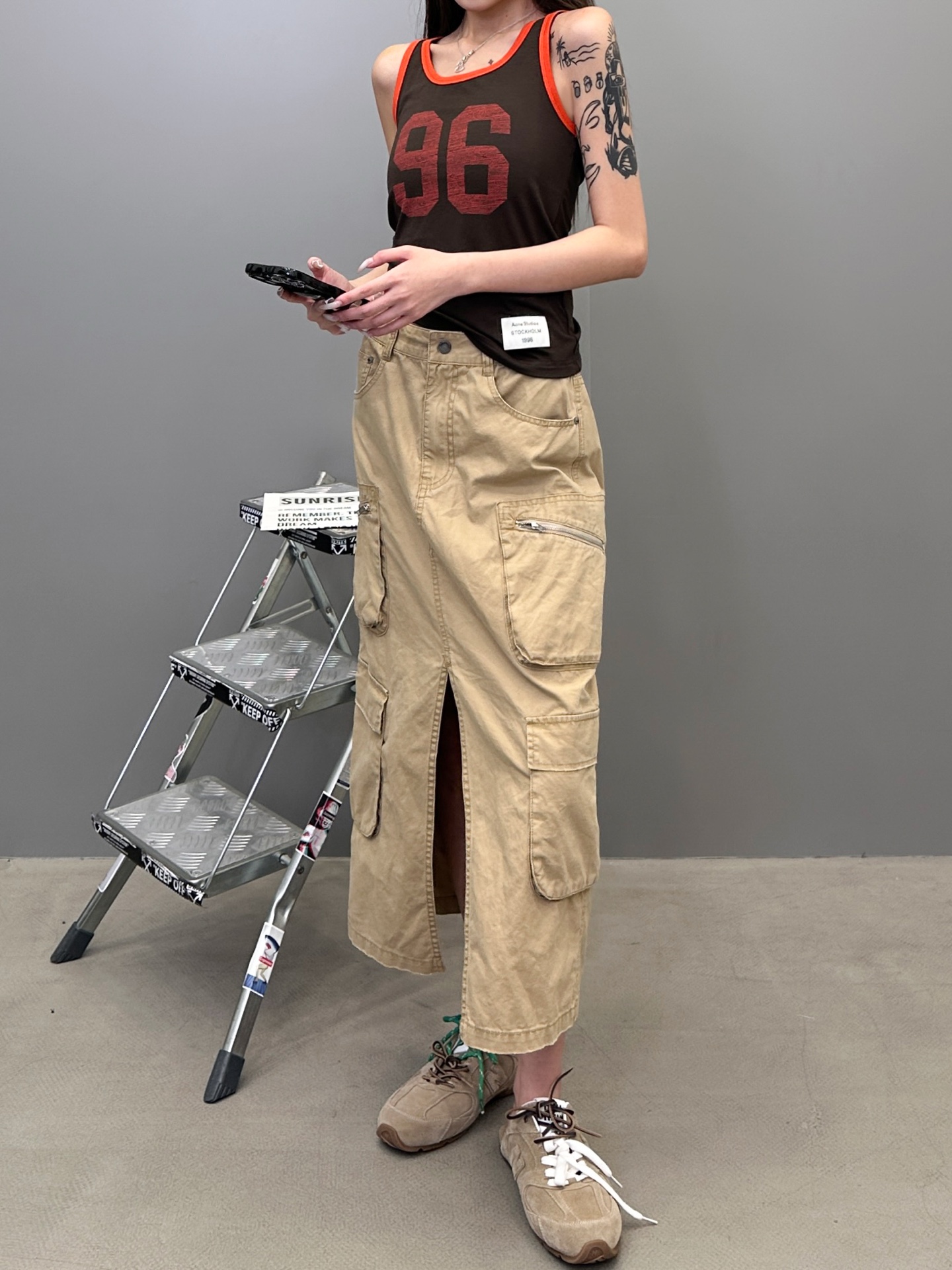  Acne ｜ 新款工装半裙，成衣洗水吊磨做旧工艺，复杂多口袋结构工装款式，进口全棉面料，尺码sml