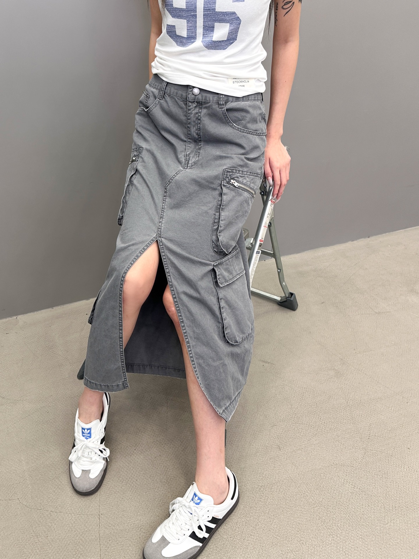  Acne ｜ 新款工装半裙，成衣洗水吊磨做旧工艺，复杂多口袋结构工装款式，进口全棉面料，尺码sml