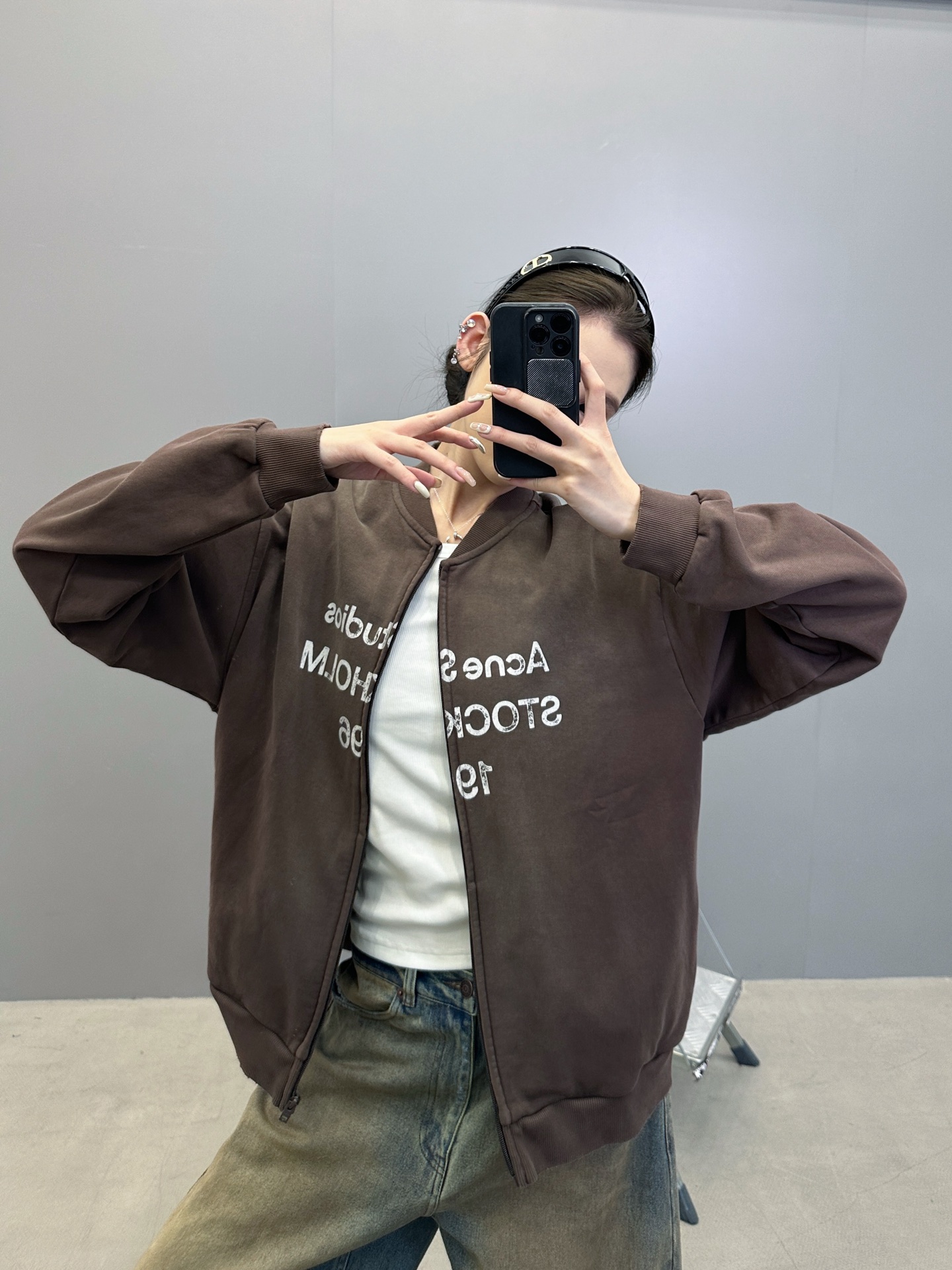 Acne ｜ 新款开衫卫衣，成衣洗水喷色吊磨工艺加对位印花，男女同款，尺码sml