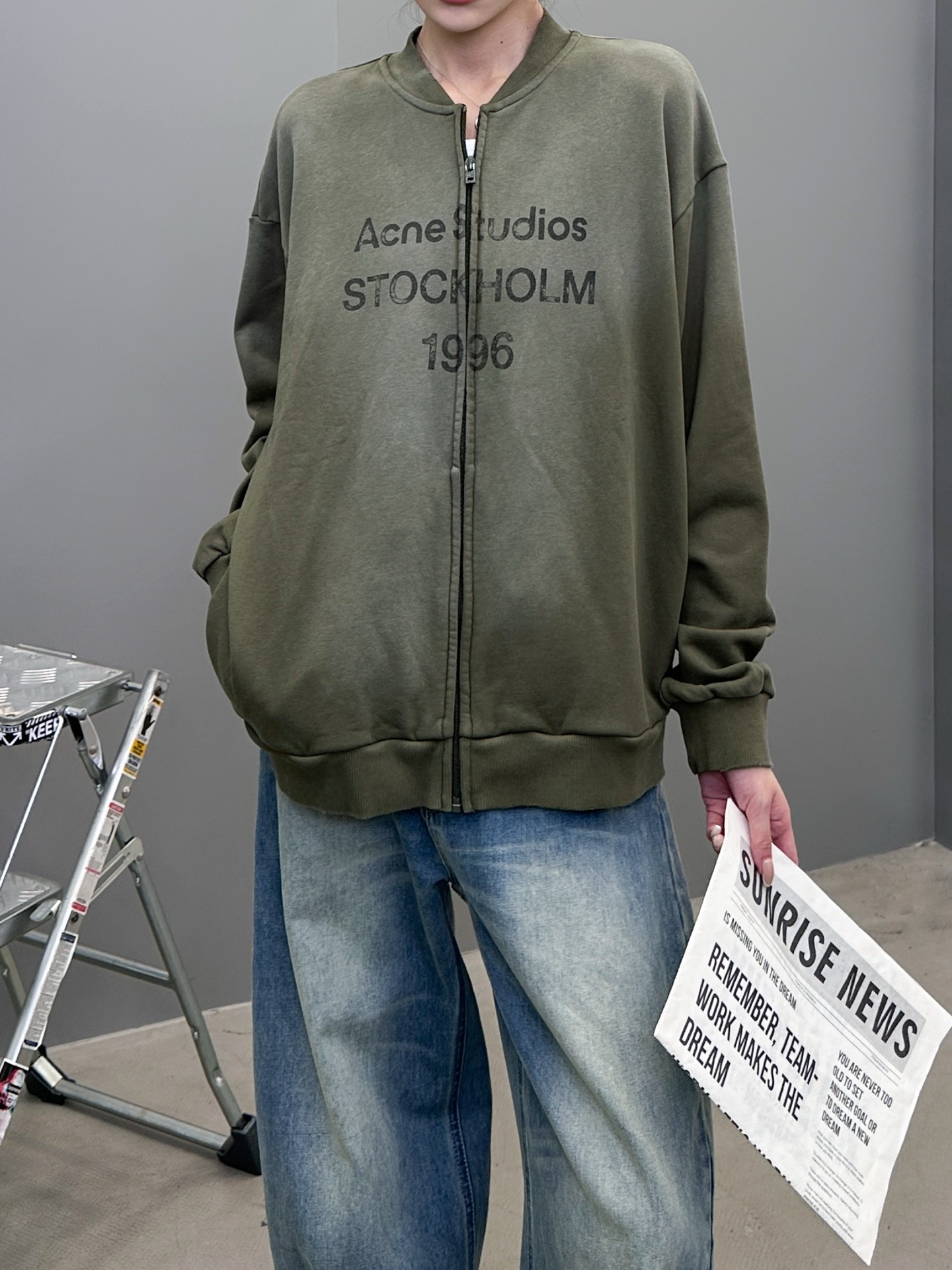 Acne ｜ 新款开衫卫衣，成衣洗水喷色吊磨工艺加对位印花，男女同款，尺码sml