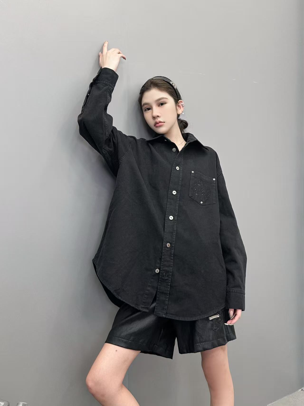 克罗心 ｜ 新款衬衣，成衣洗水喷色烫钻工艺，男女同款，尺码sml