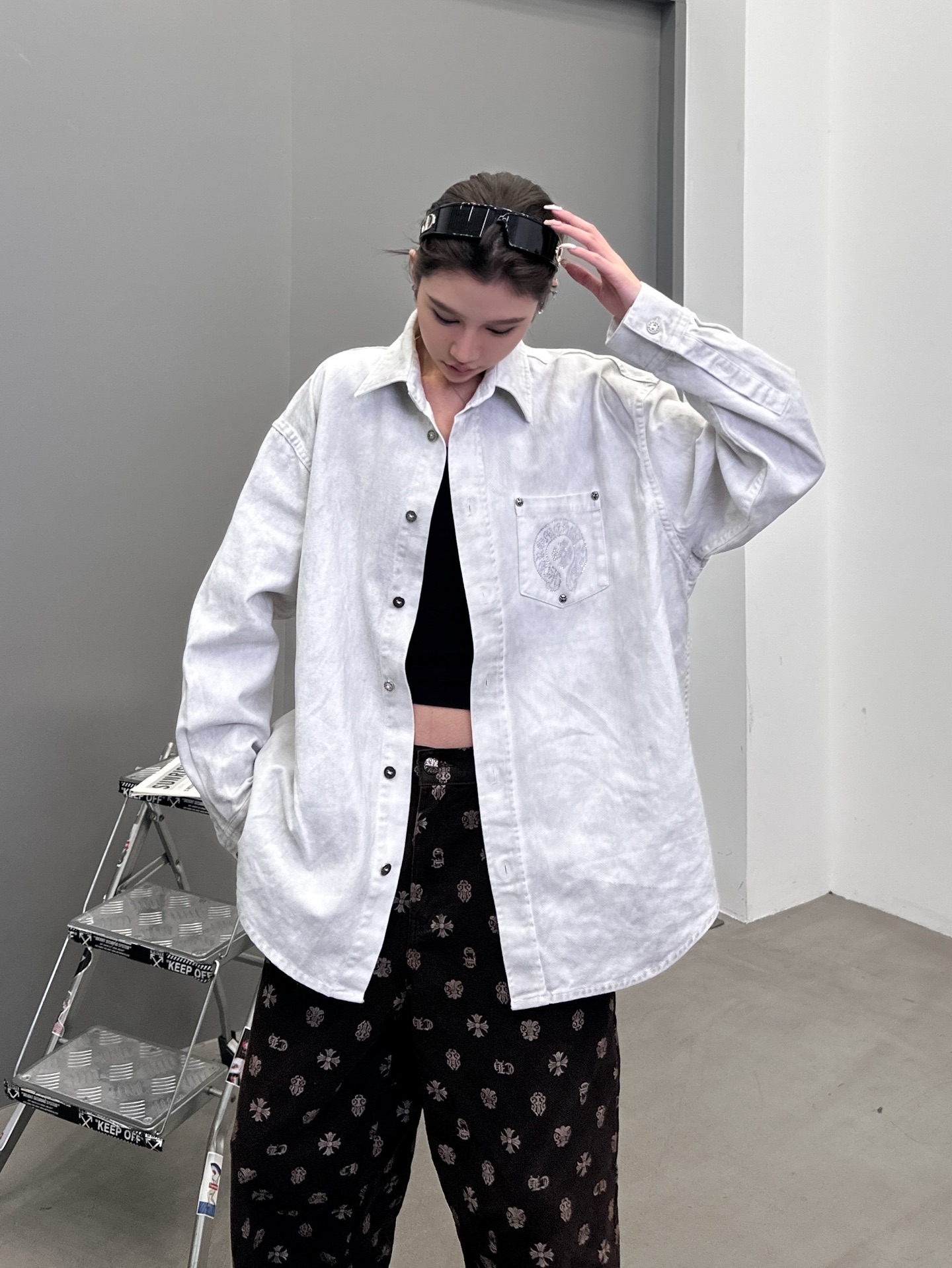 克罗心 ｜ 新款衬衣，成衣洗水喷色烫钻工艺，男女同款，尺码sml