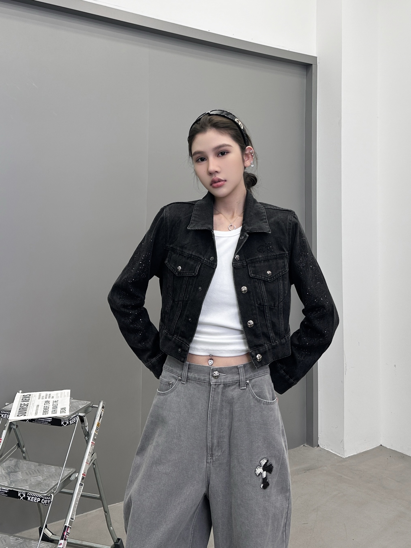 克罗心 ｜ 新款牛仔小上衣，成衣洗水烫钻工艺，经典五金配饰，尺码sml