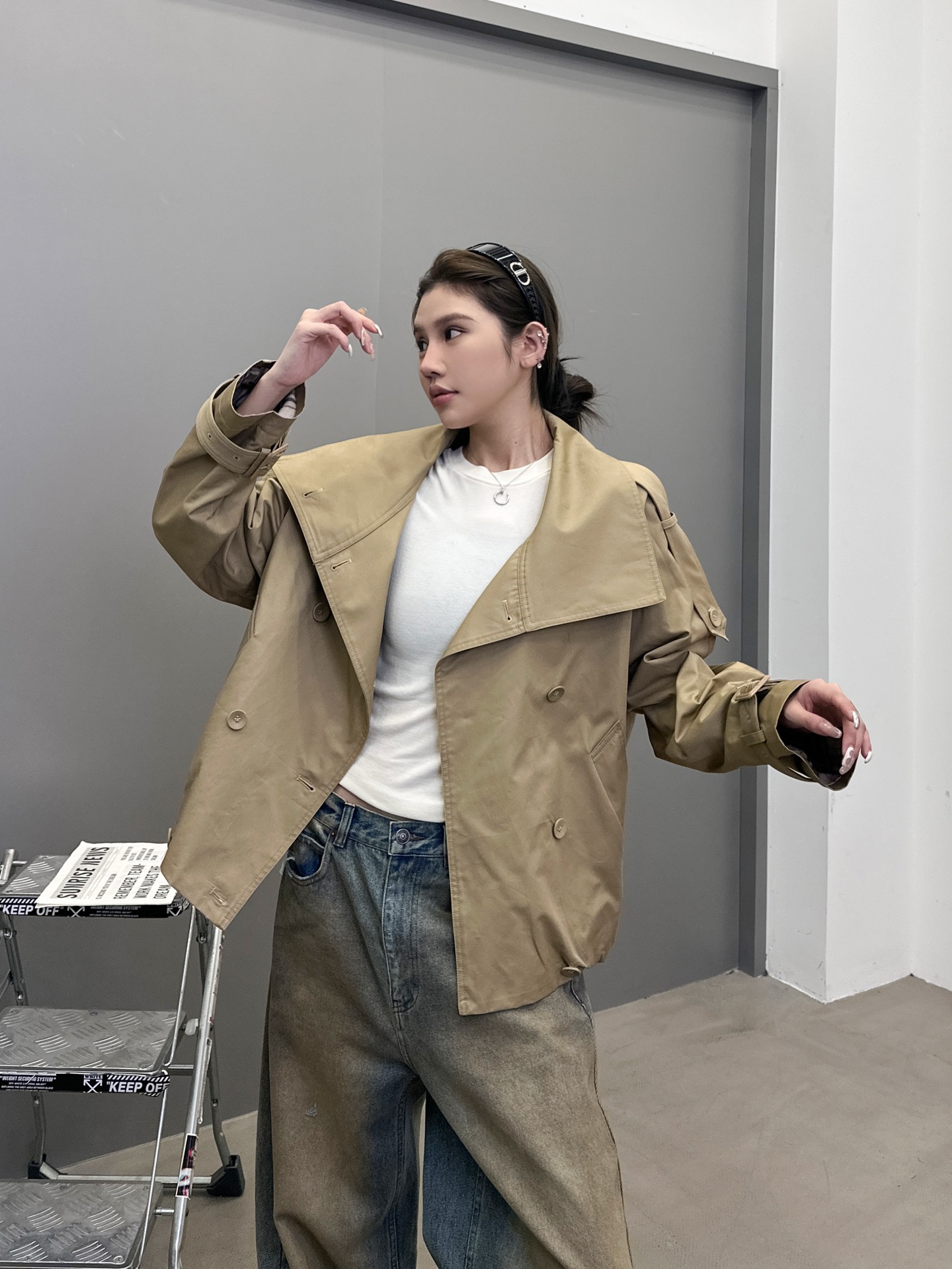 Acne ｜ 新款短风衣，版型时尚结构特别，定织格子面料里布，进口高密全棉风衣布面料，尺码sml