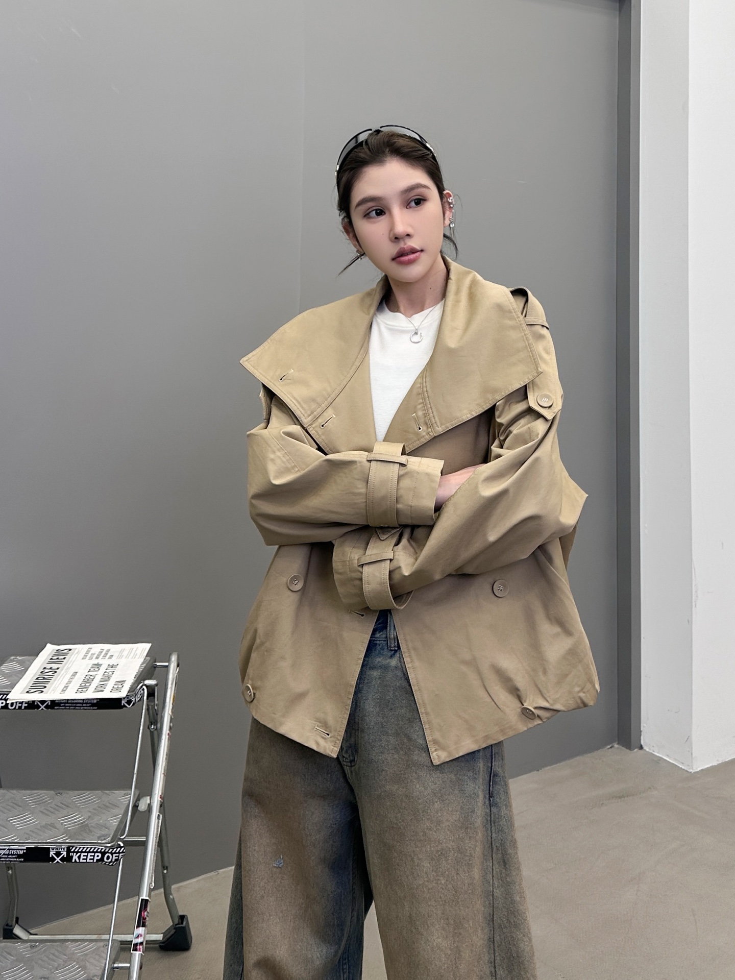 Acne ｜ 新款短风衣，版型时尚结构特别，定织格子面料里布，进口高密全棉风衣布面料，尺码sml