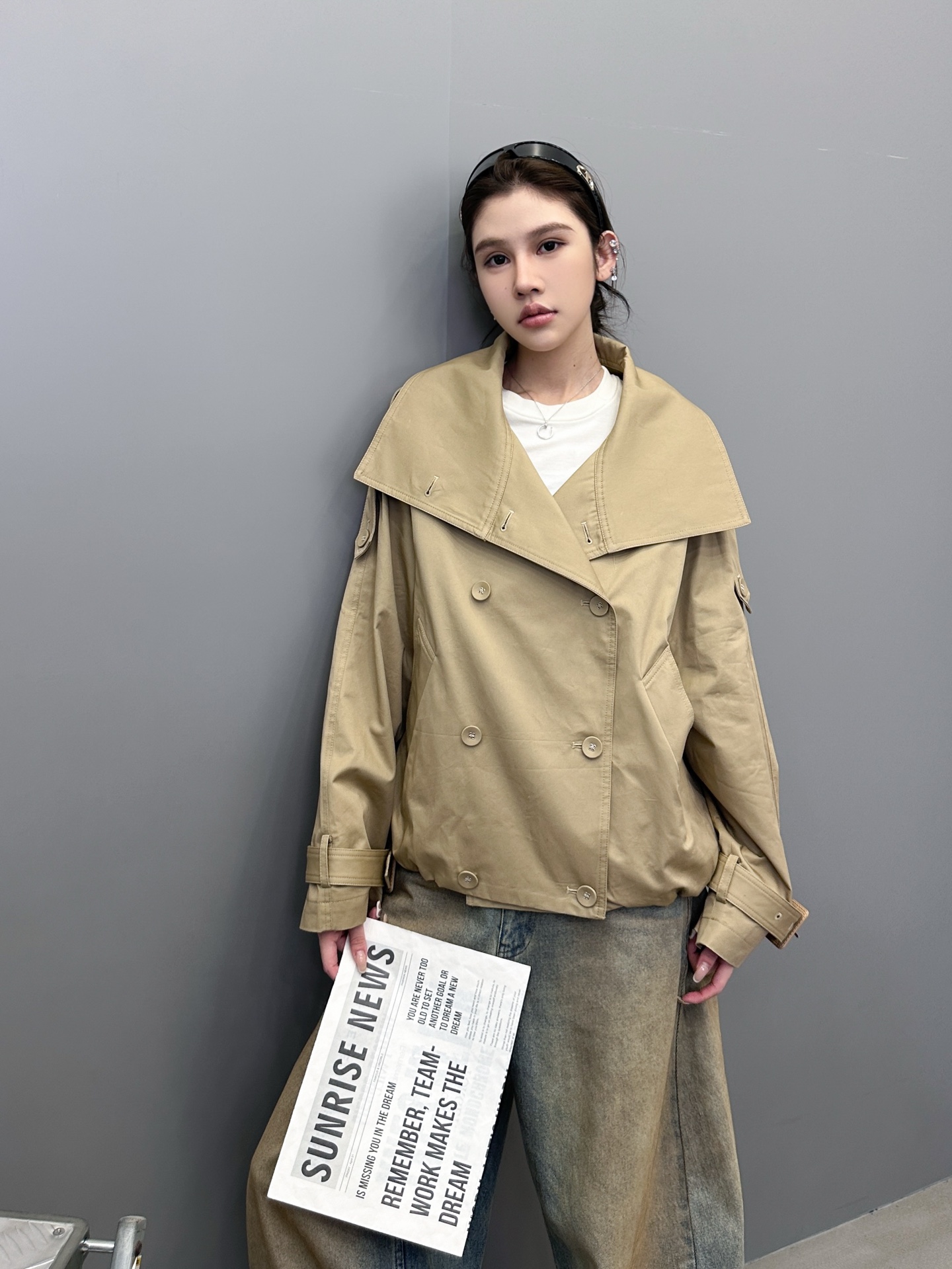 Acne ｜ 新款短风衣，版型时尚结构特别，定织格子面料里布，进口高密全棉风衣布面料，尺码sml