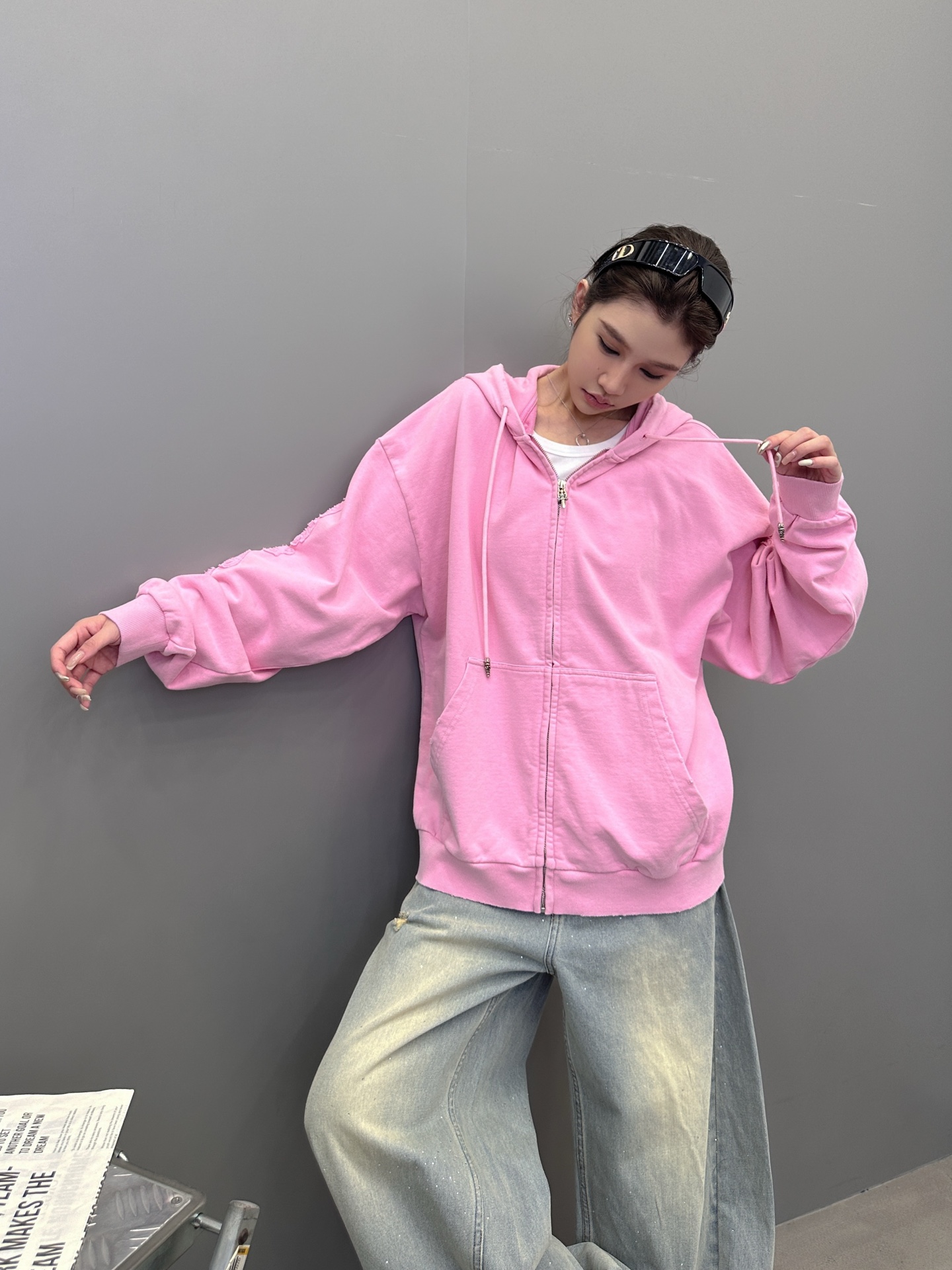 克罗心 ｜ 新款卫衣开衫，成衣洗水炒色加4处贴布绣重工工艺，男女同款，尺码sml