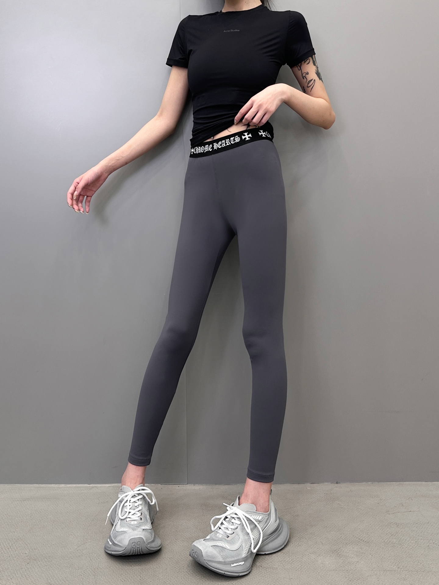 克罗心 ｜ 新款打底裤，成衣印花工艺加腰部织带经典打底裤，尺码sml