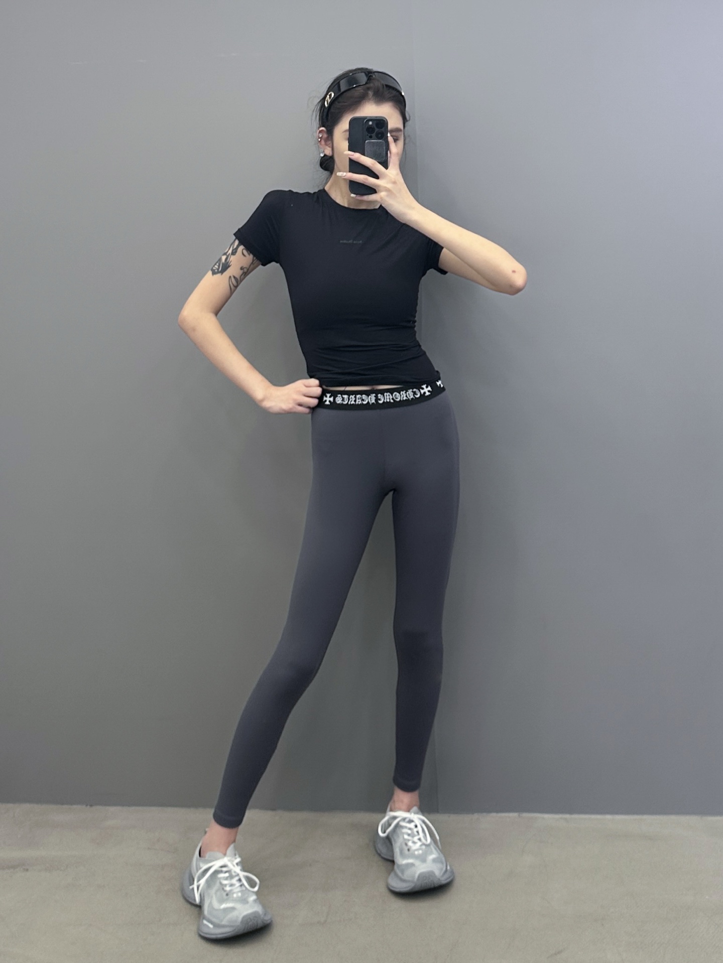 克罗心 ｜ 新款打底裤，成衣印花工艺加腰部织带经典打底裤，尺码sml