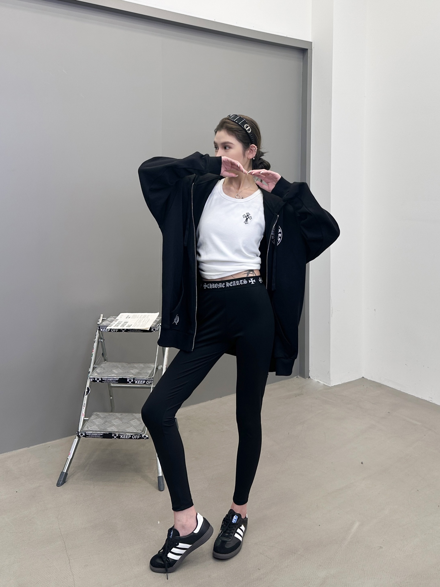 克罗心 ｜ 新款打底裤，成衣印花工艺加腰部织带经典打底裤，尺码sml