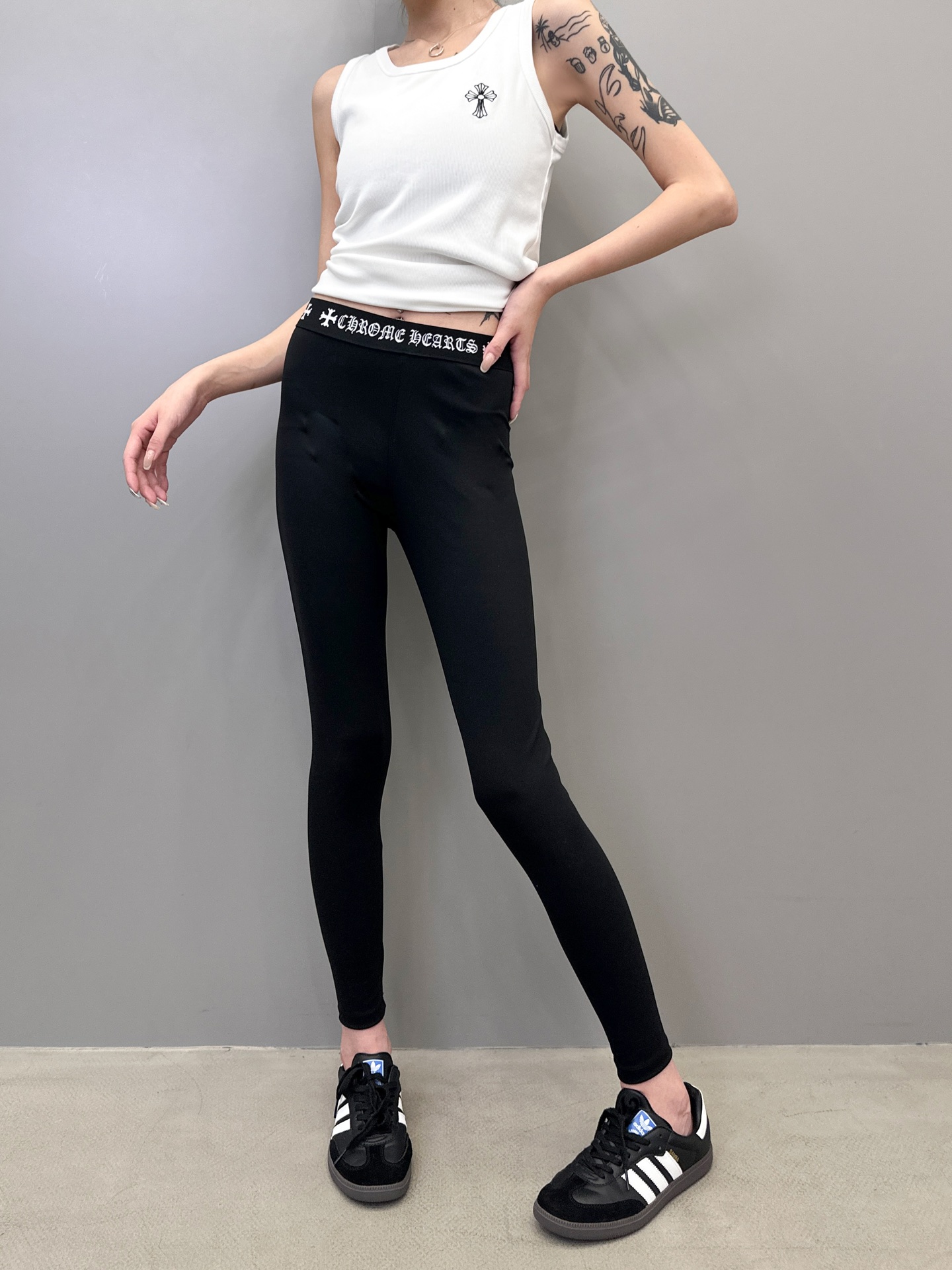 克罗心 ｜ 新款打底裤，成衣印花工艺加腰部织带经典打底裤，尺码sml