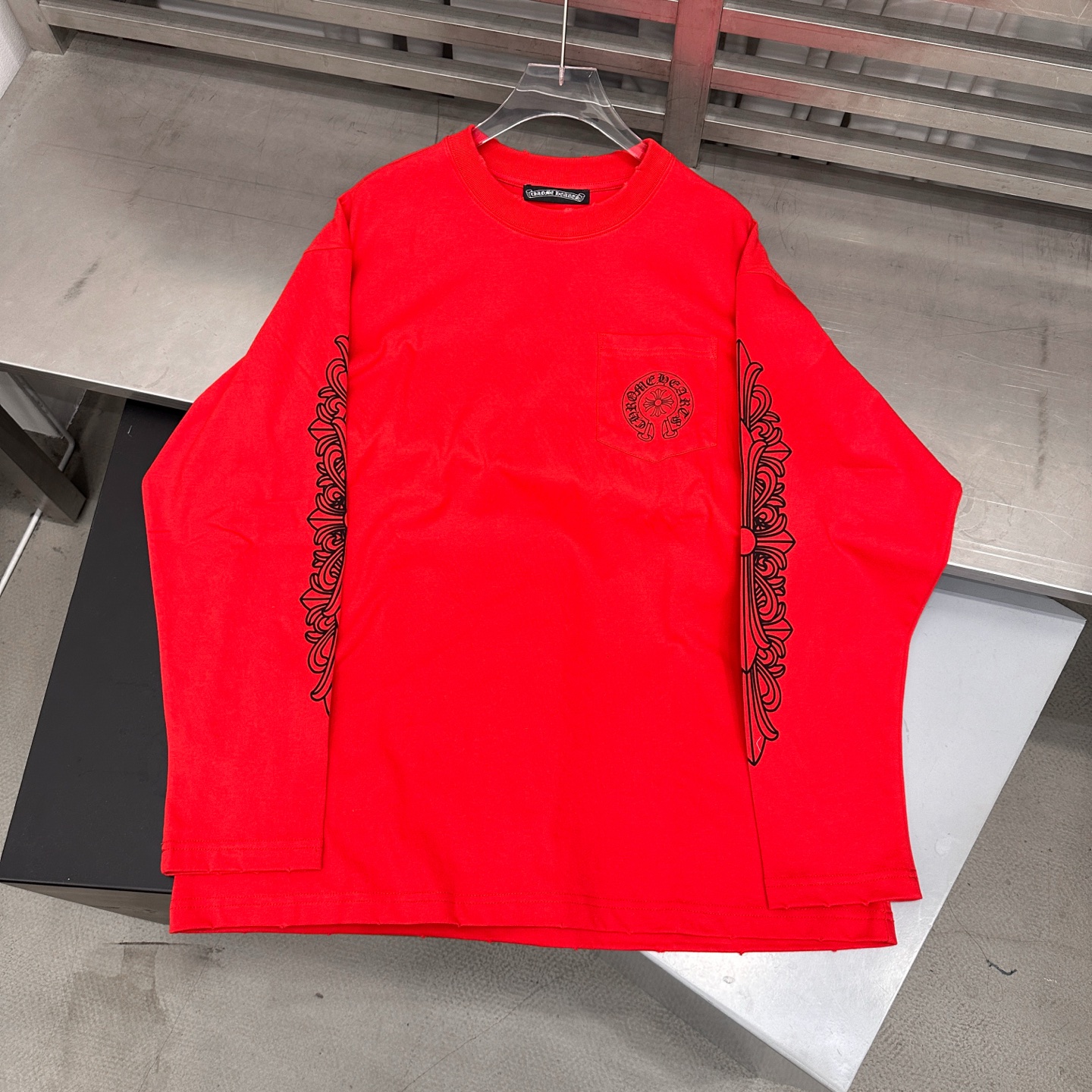 克罗心 ｜ 新款长袖t，成衣洗水吊磨工艺加6处印花，男女同款，尺码sml