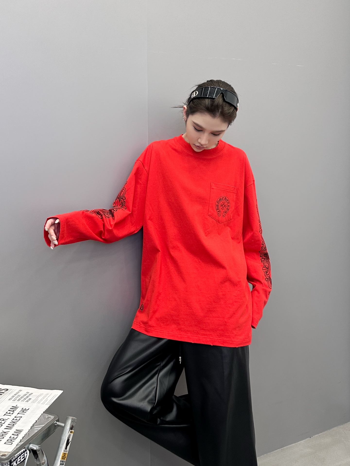 克罗心 ｜ 新款长袖t，成衣洗水吊磨工艺加6处印花，男女同款，尺码sml